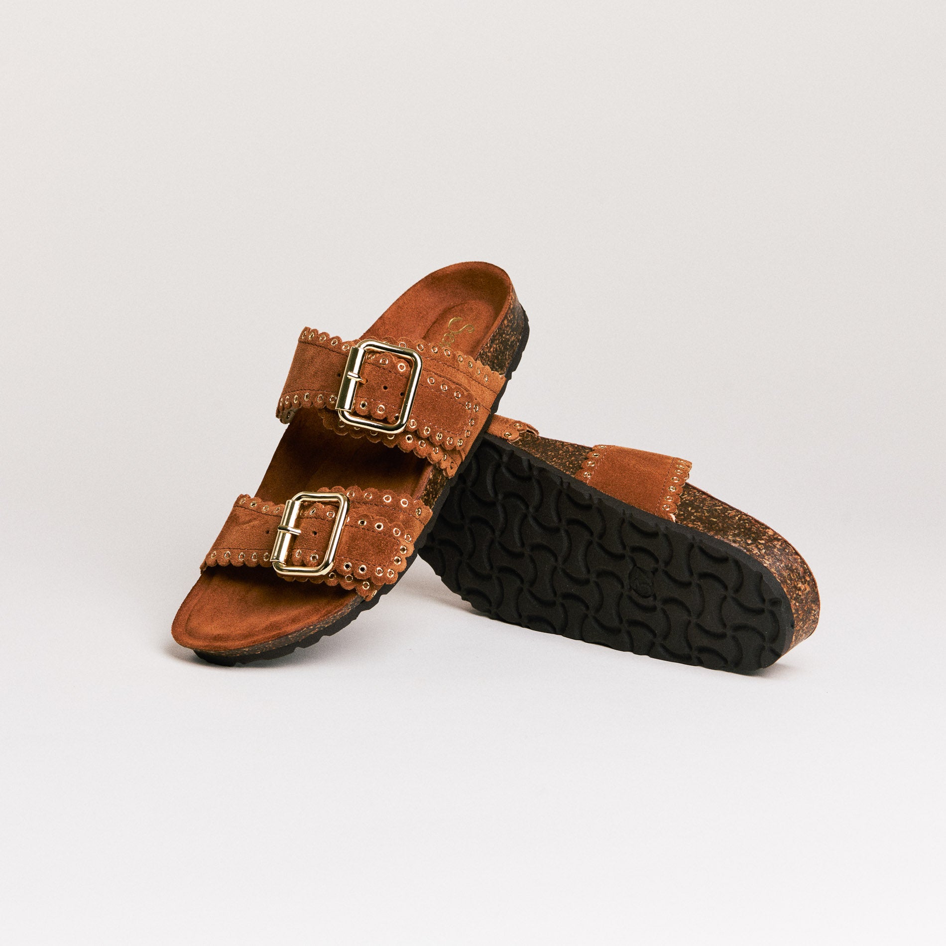 SMR Arianna mules cuir cognac marron