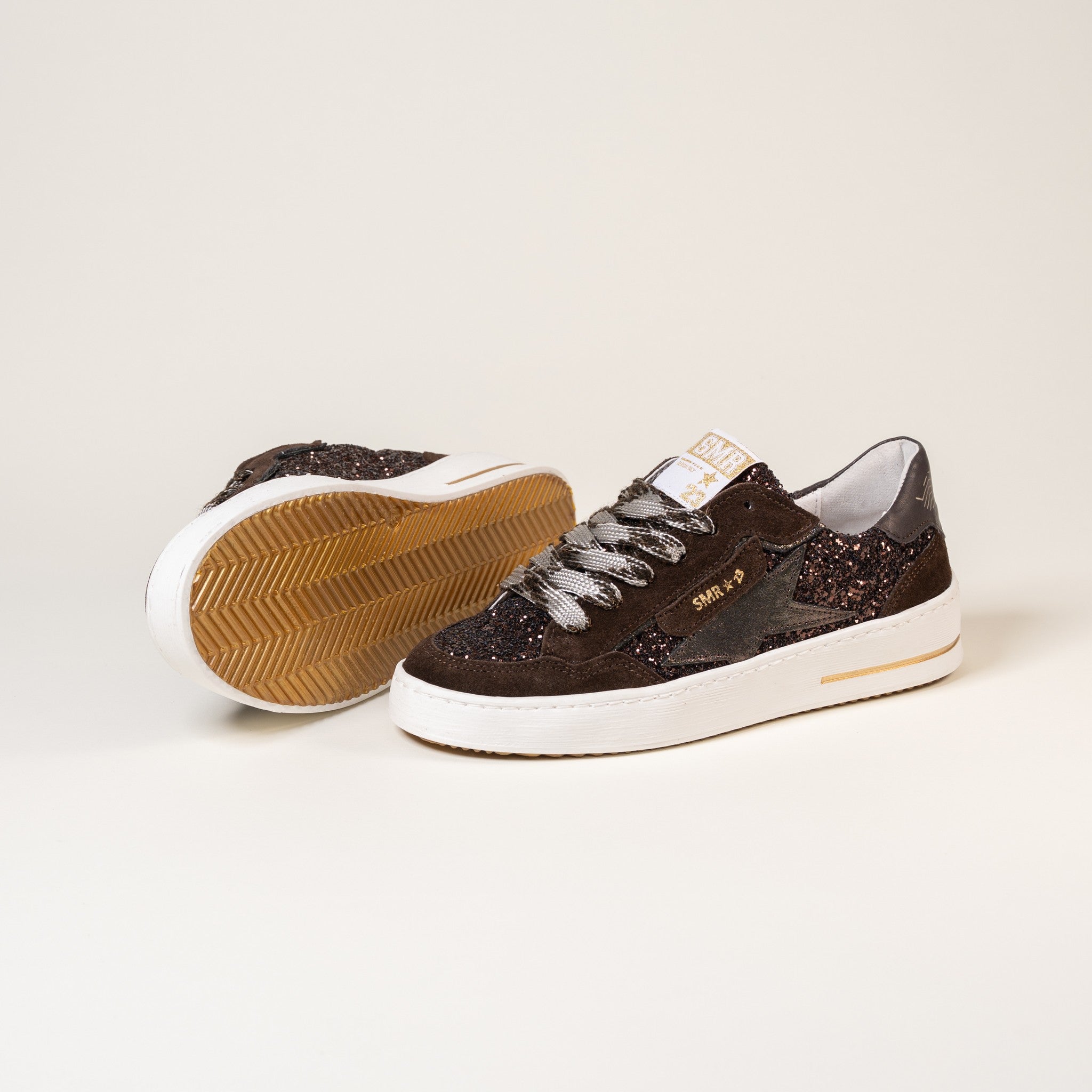 SMR Ale E481 baskets cuir marron glitter