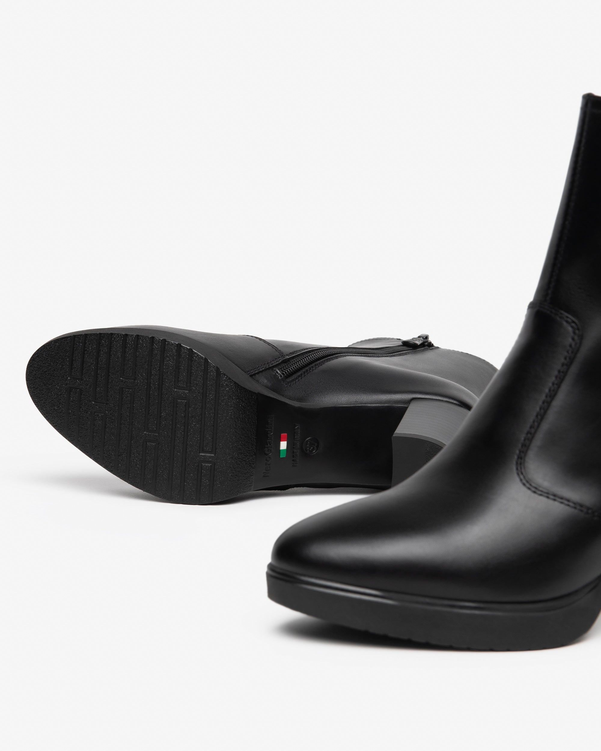 NeroGiardini Bottines Femme Cuir Plateforme Zip Talon 70 mm