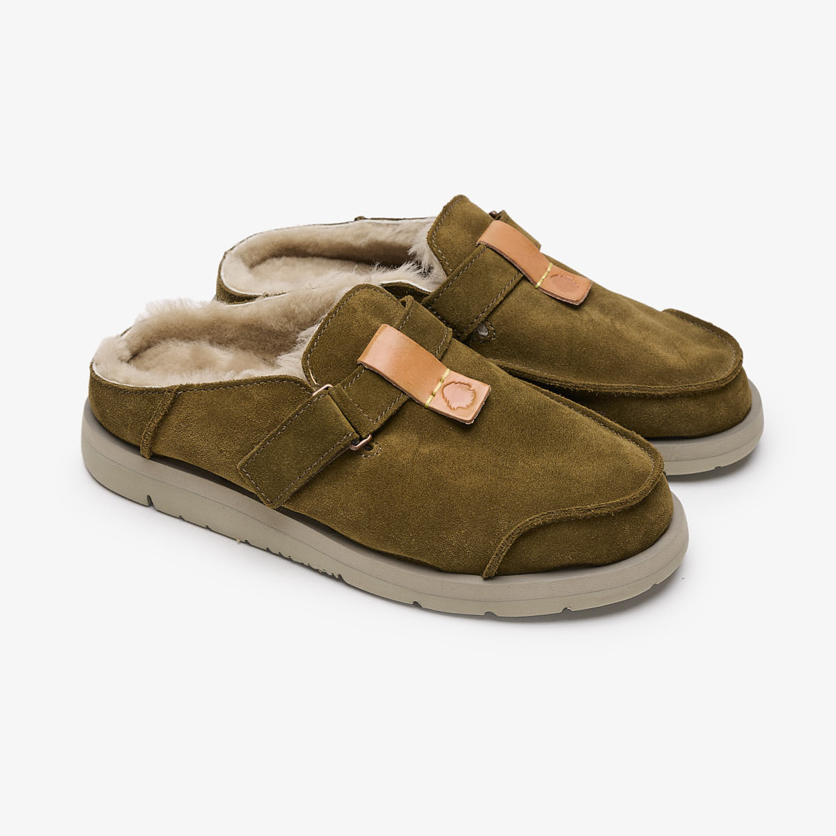 Satorisan Uwabaki Clog Suede sabots Thunderbolt daim mixte