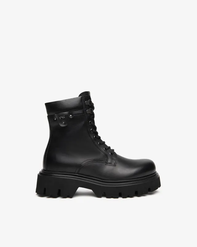 NeroGiardini Bottines motardes cuir lacets zip talon 55 mm 35-41