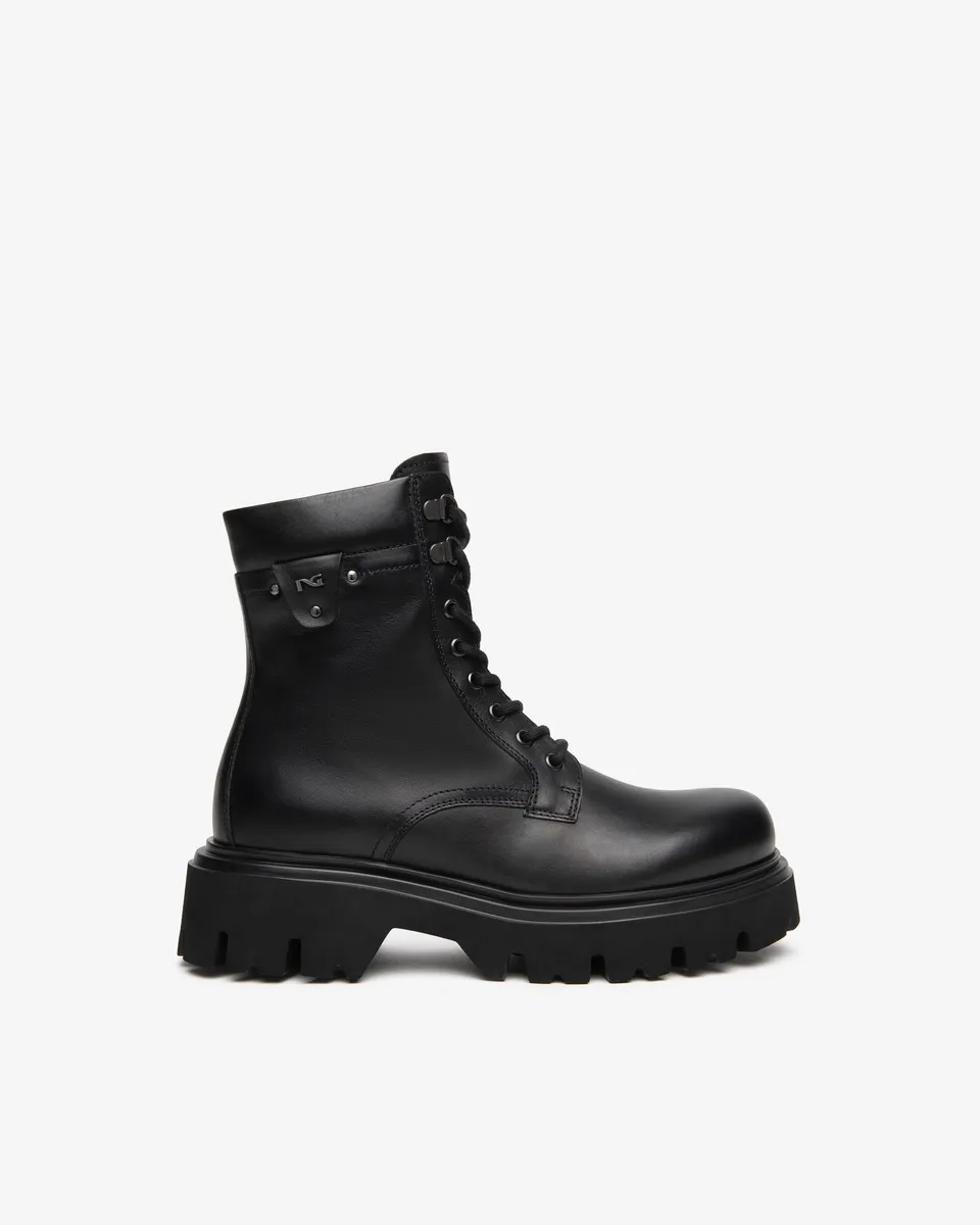 NeroGiardini Bottines motardes cuir lacets zip talon 55 mm 35-41