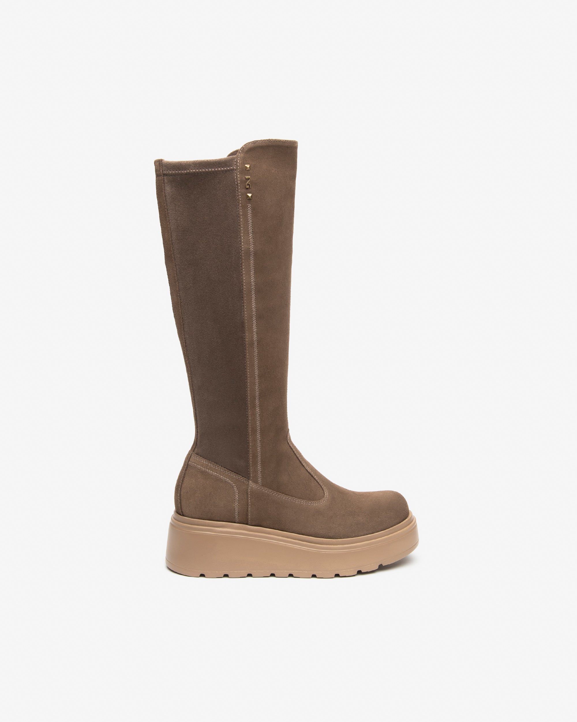 NeroGiardini Bottes Femme Cuir Velours Plateforme 55mm