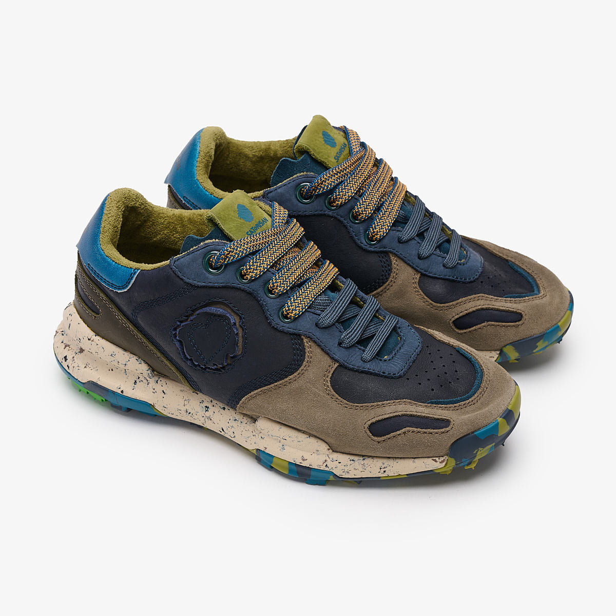 Satorisan Chacrona Pull Up baskets cuir bleu navy