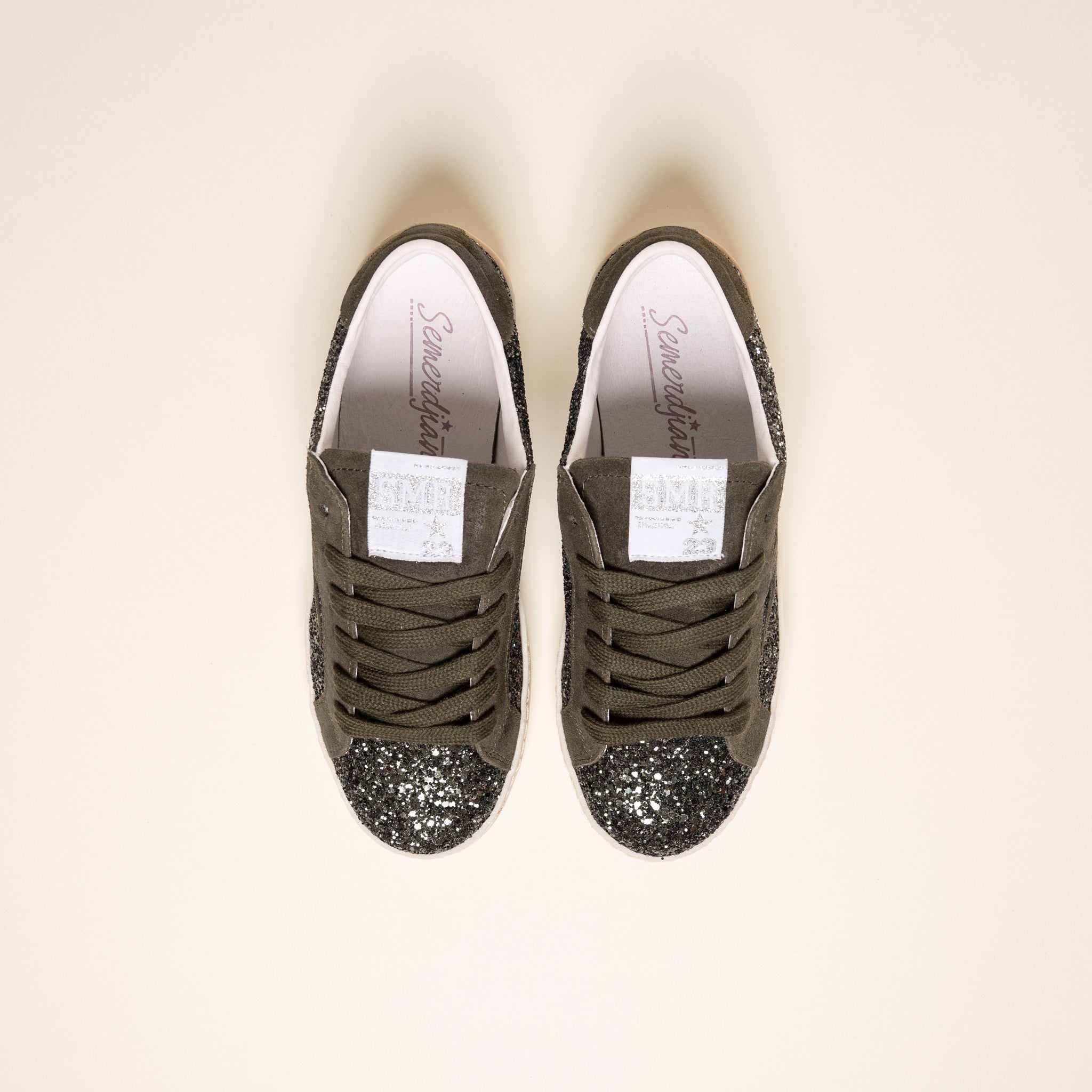 Semerdjian Maya E183 baskets kaki glitter cuir
