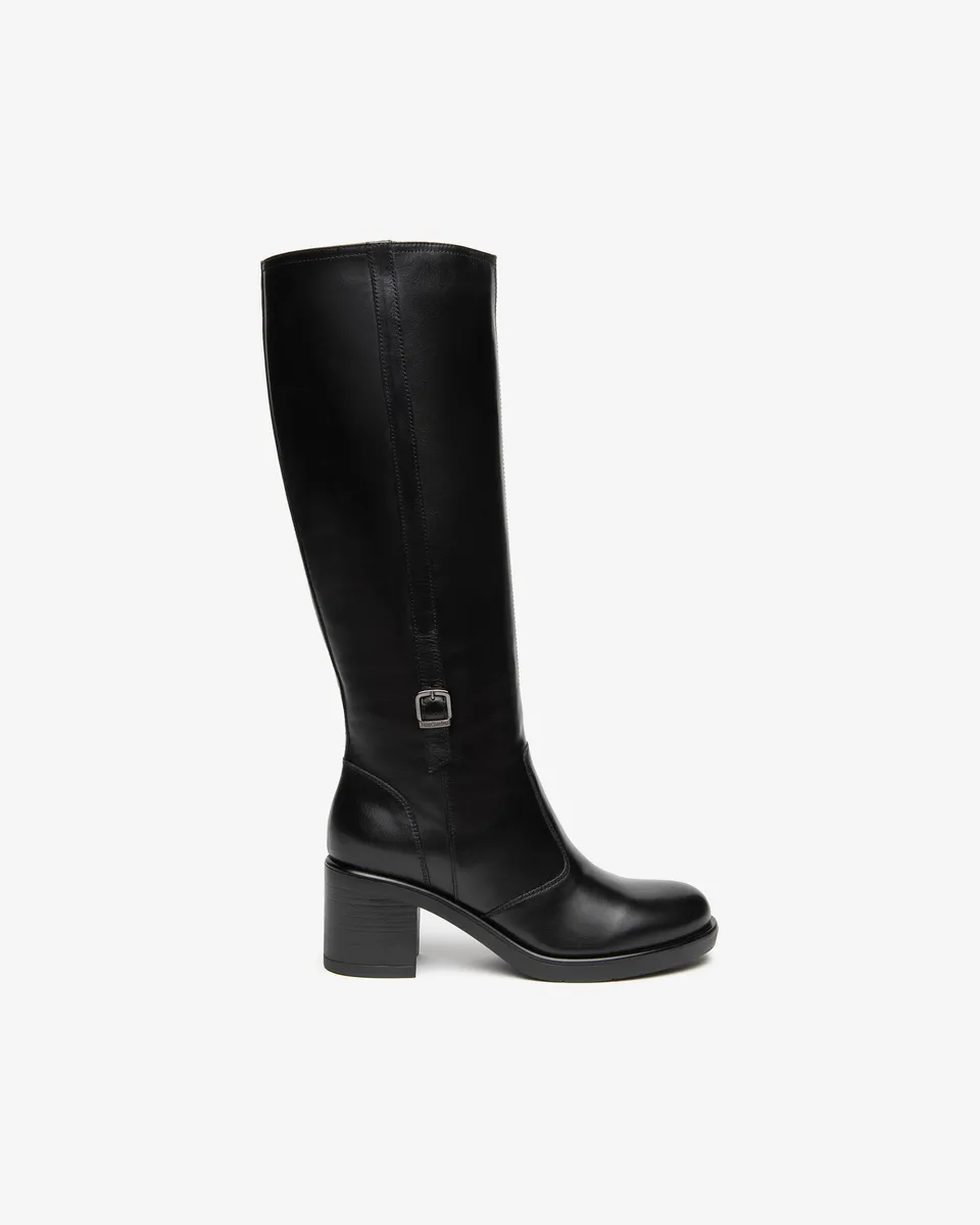 NeroGiardini Bottes cuir femme hautes talon 65 mm boucle