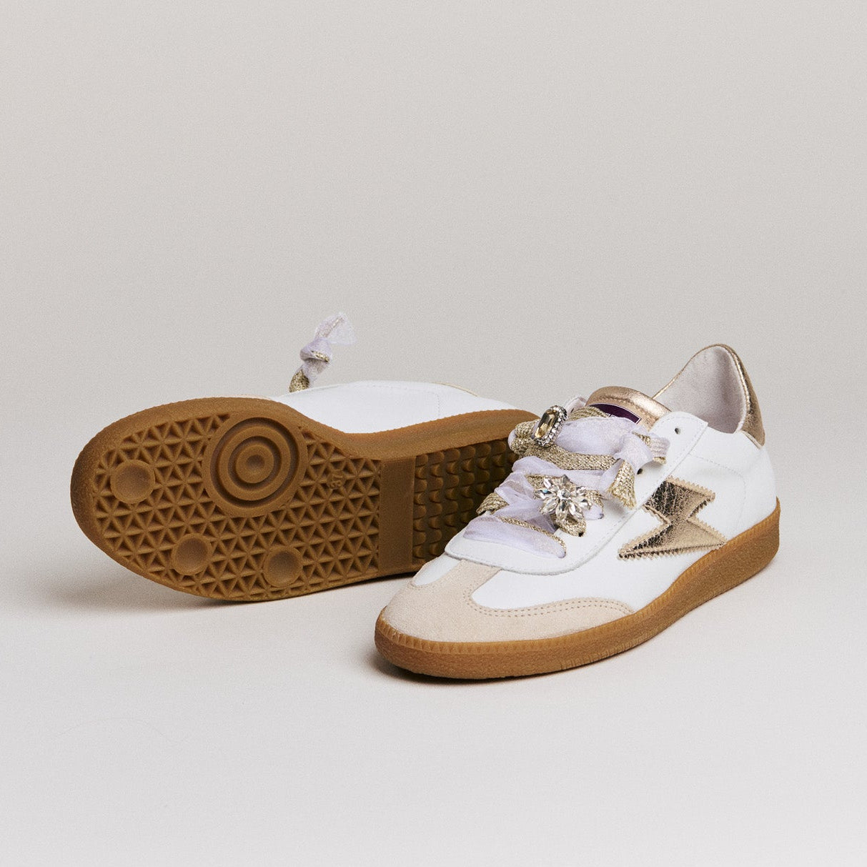 SMR Semerdjian Emily D623 Sneakers Cuir Blanc Or