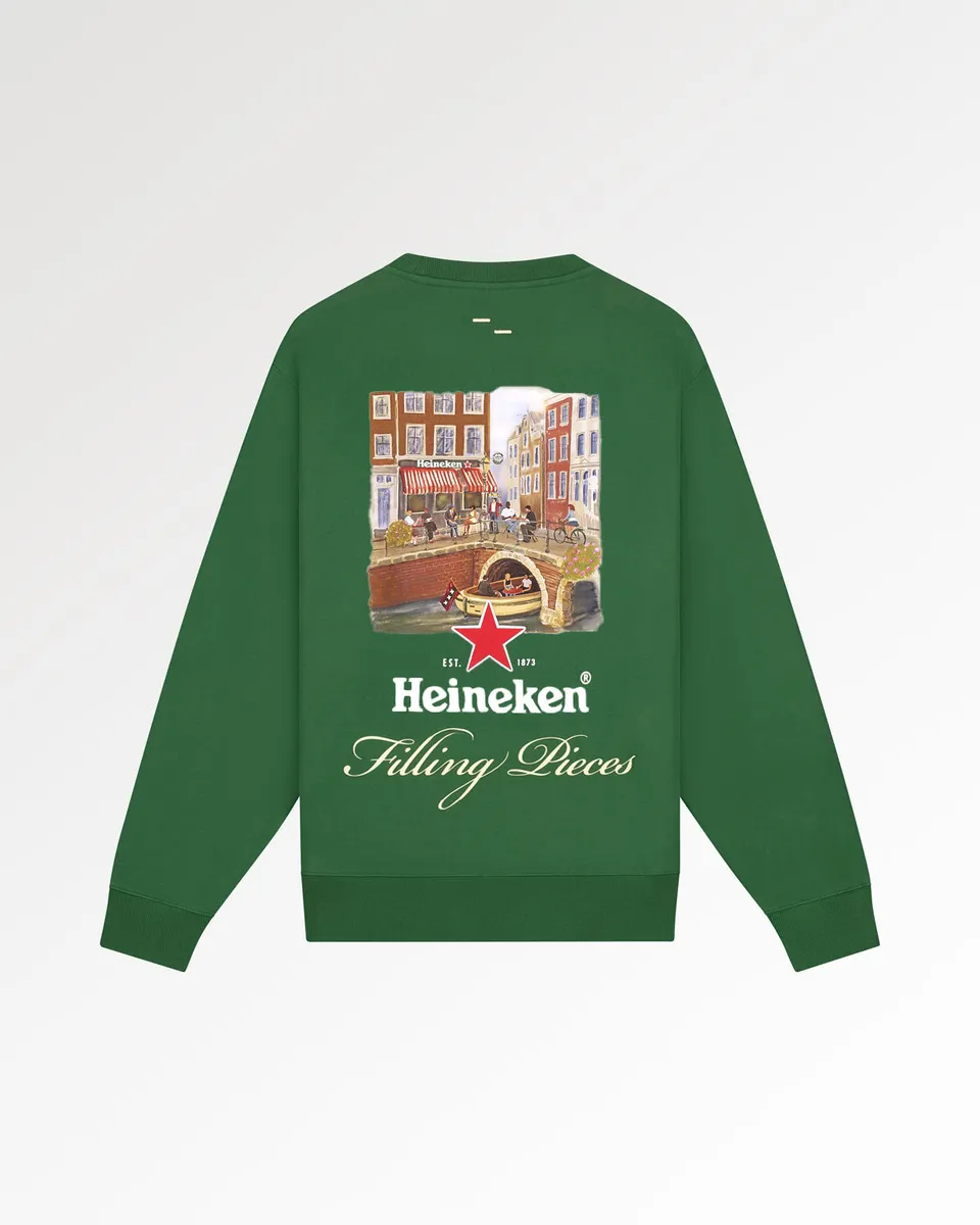 Filling Pieces Sweatshirt Heineken Cafe Green vert coton bio