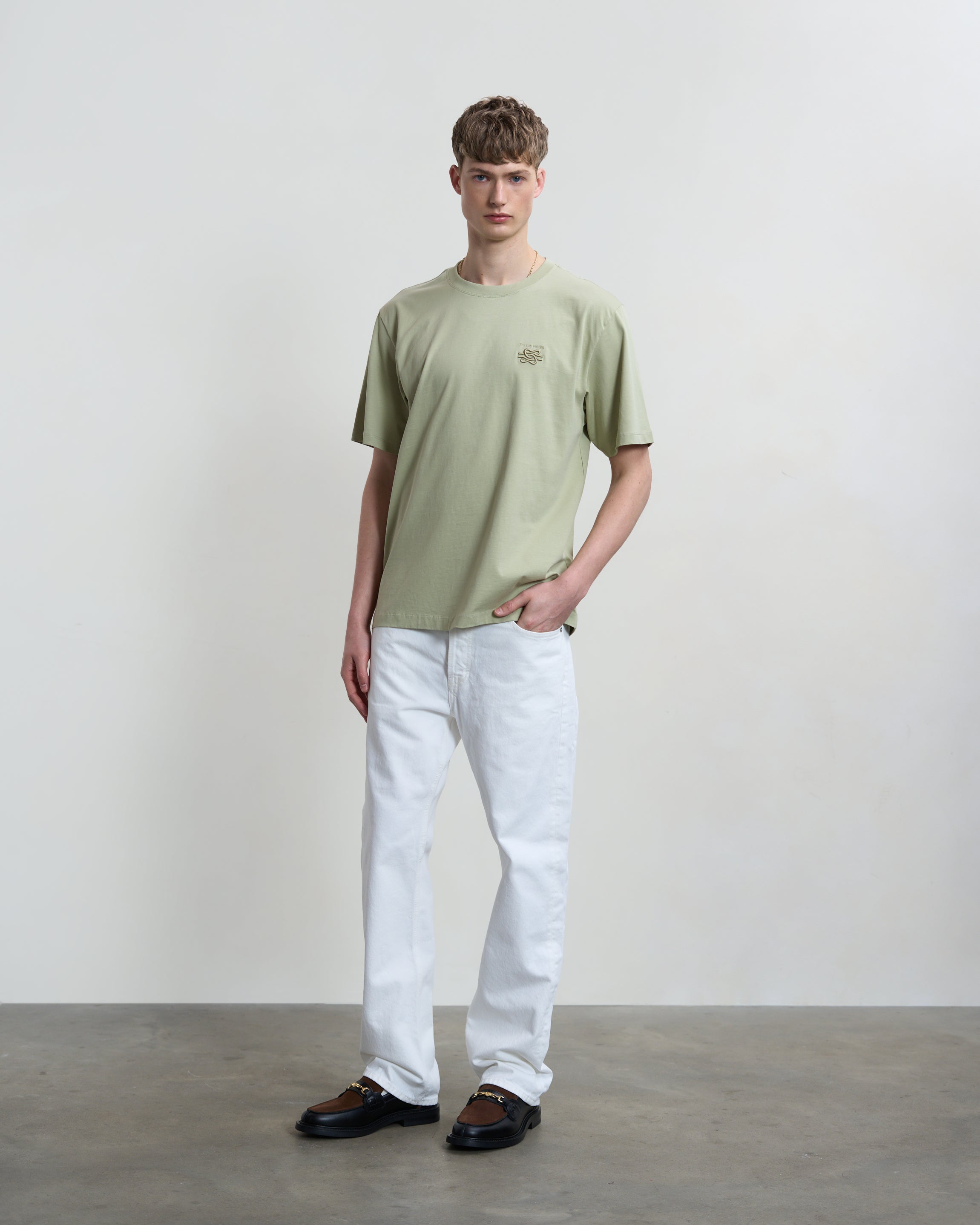 Filling Pieces T-shirt Embroidered Knot Tea coton