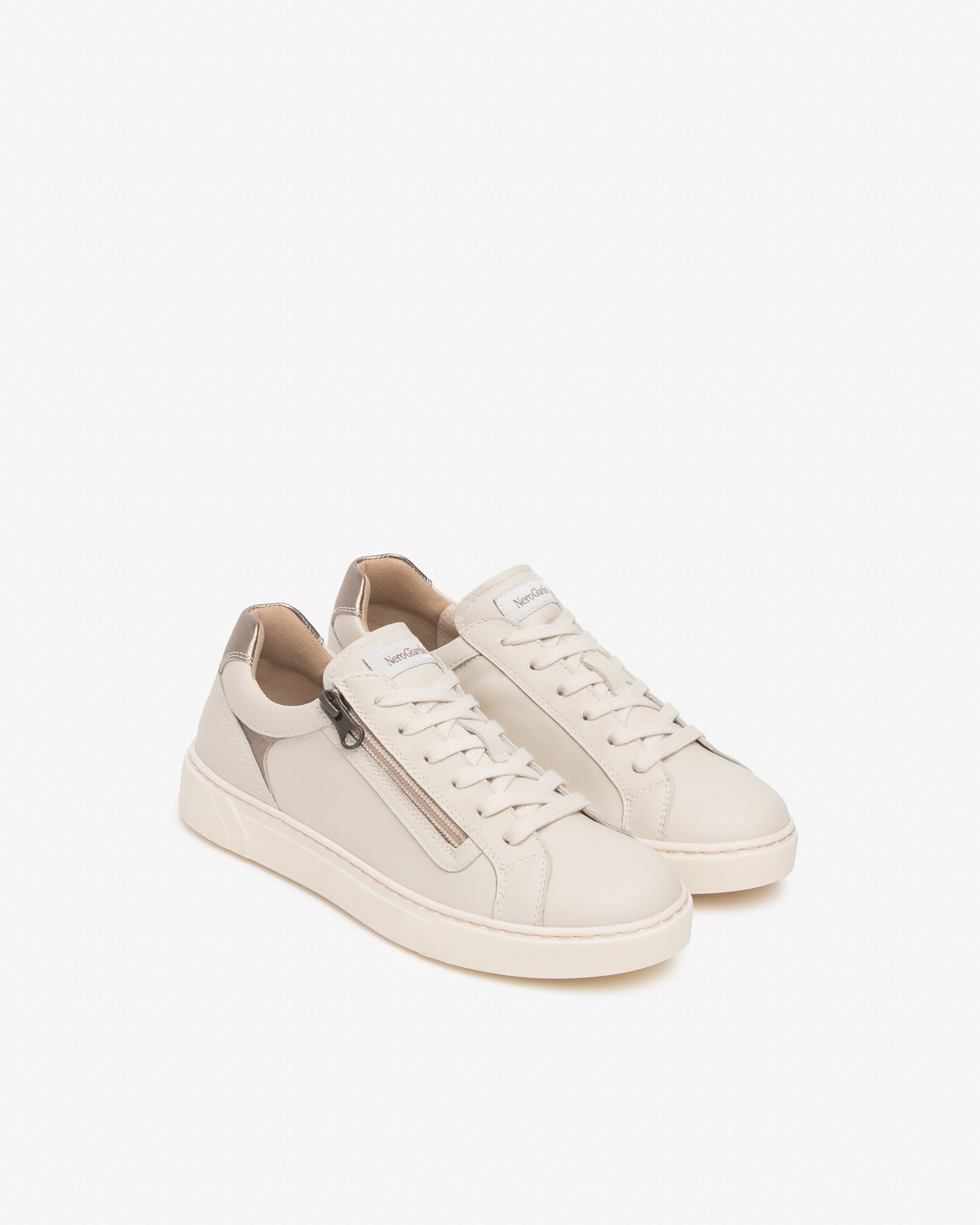 Nerogiardini Sneakers Femme Cuir Basket Zip Laminée