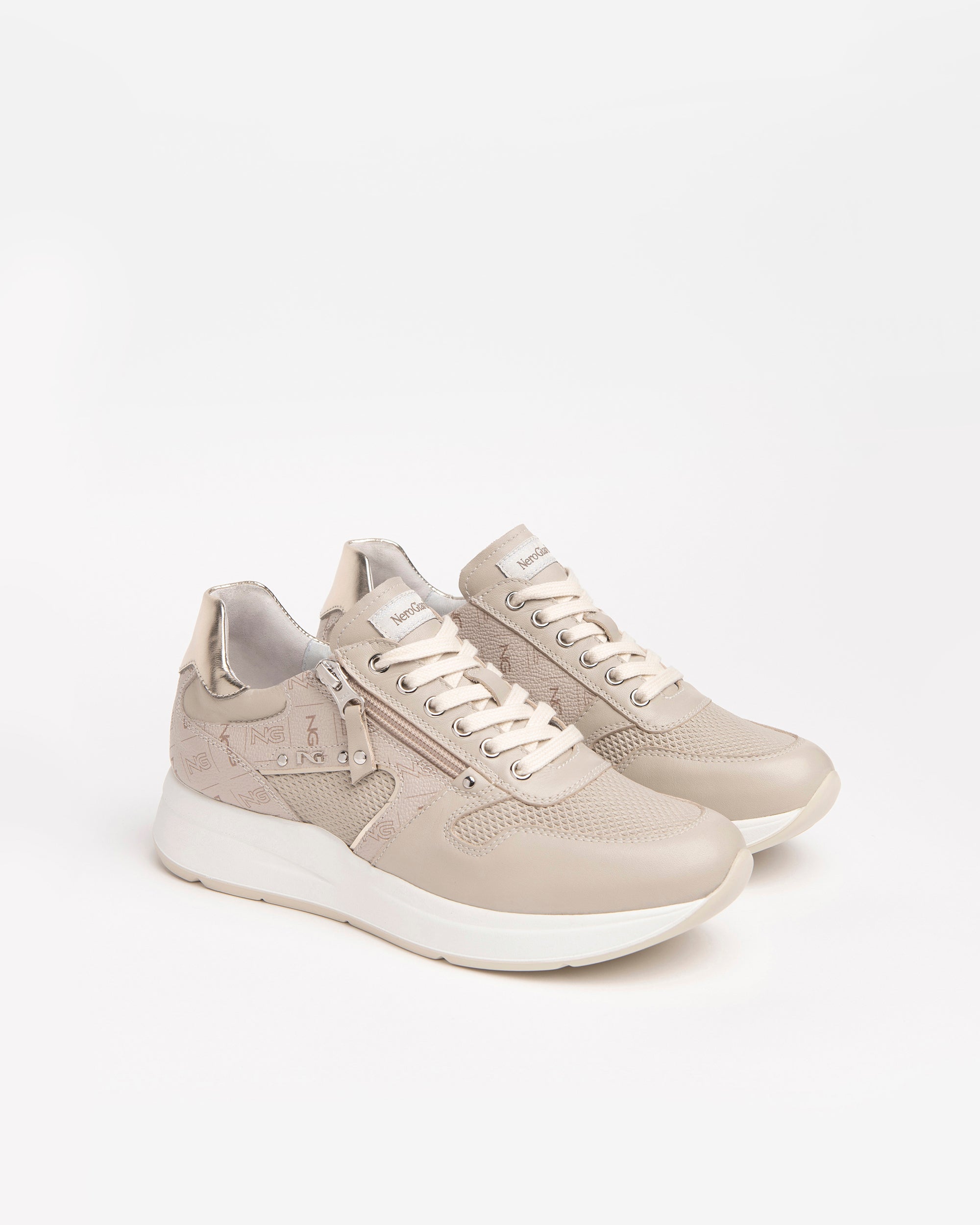 NeroGiardini Sneakers Femme Cuir Zip Semelle 3,5 cm