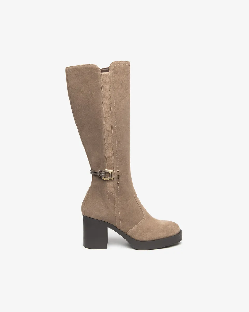 NeroGiardini Bottes cuir velours femme talon 75mm