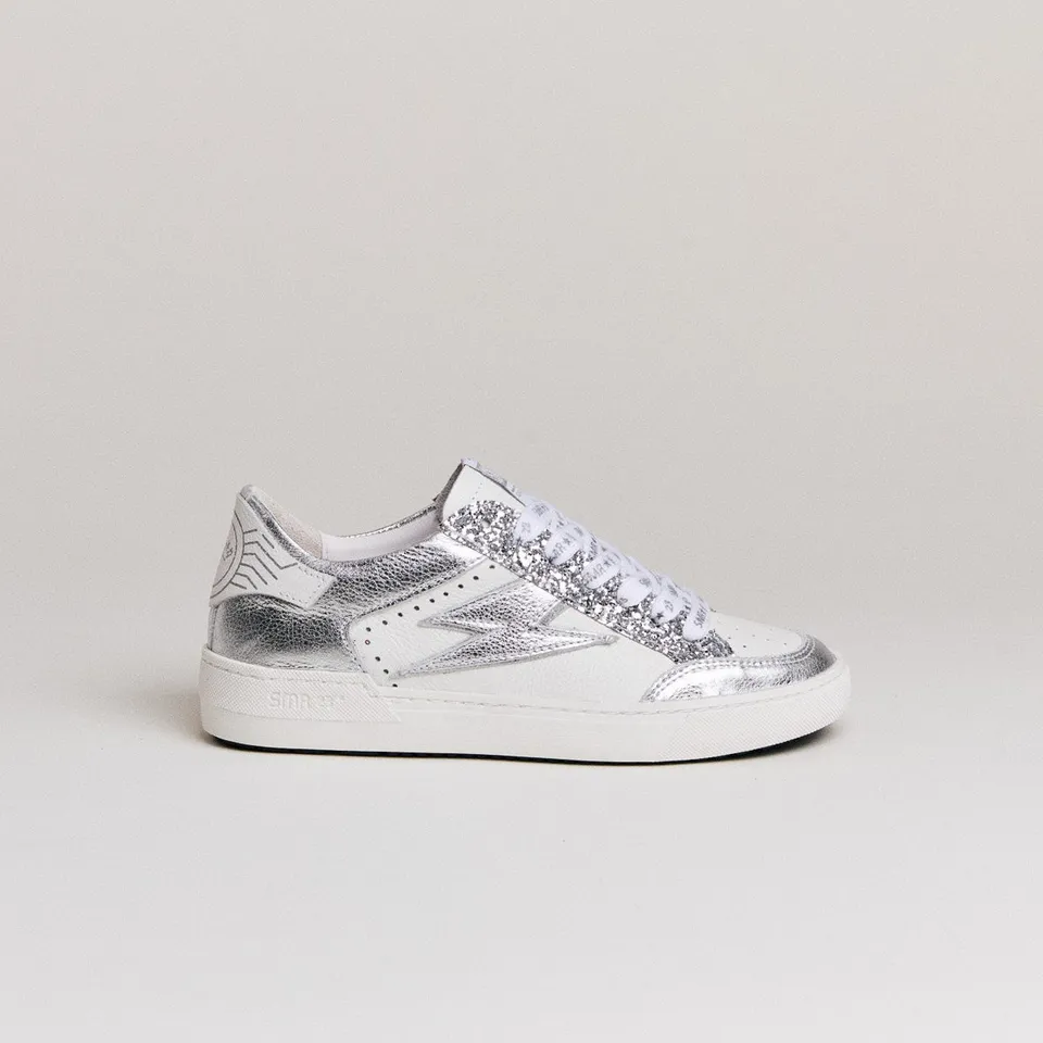 SMR Noubar D603 Baskets Blanc Argent Cuir