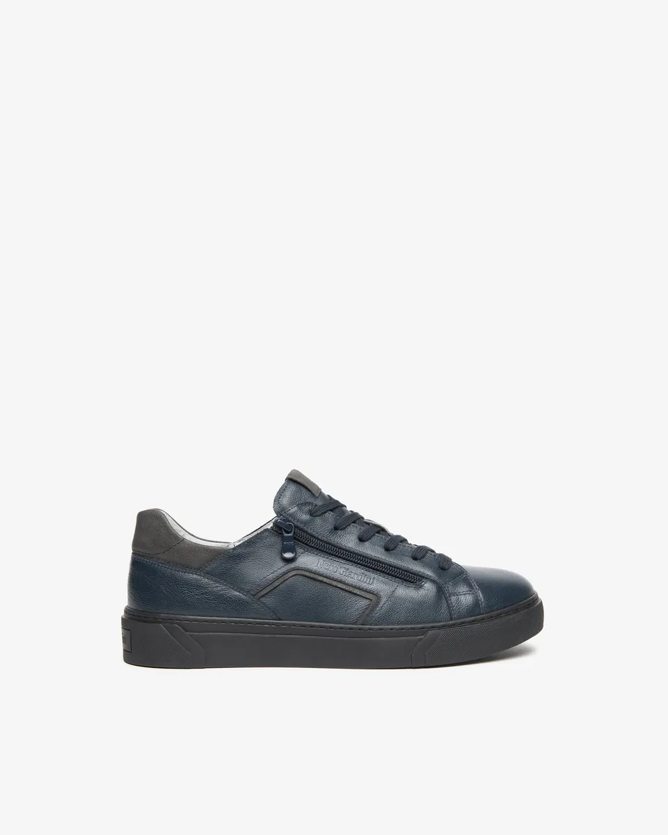 Nerogiardini Sneakers Homme Cuir Zip Lacets Confort