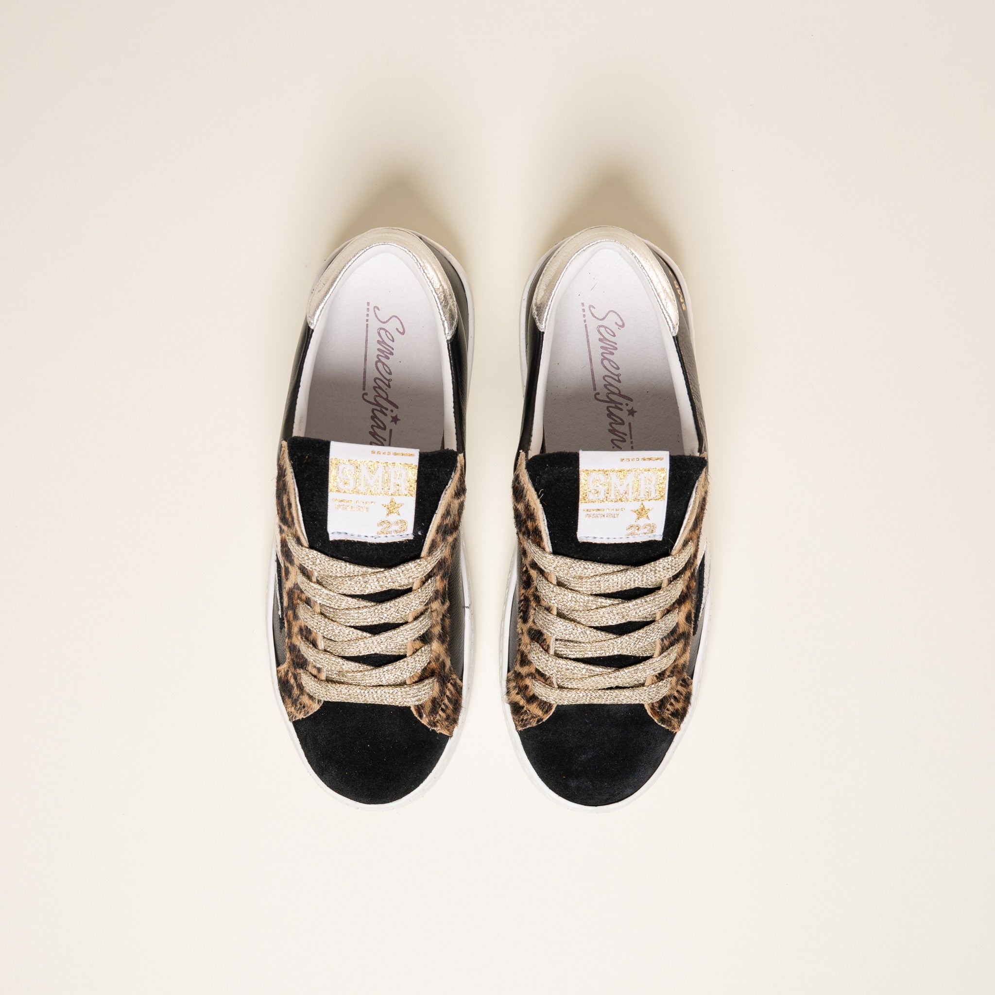 SMR Maya E189 baskets léopard noir champagne