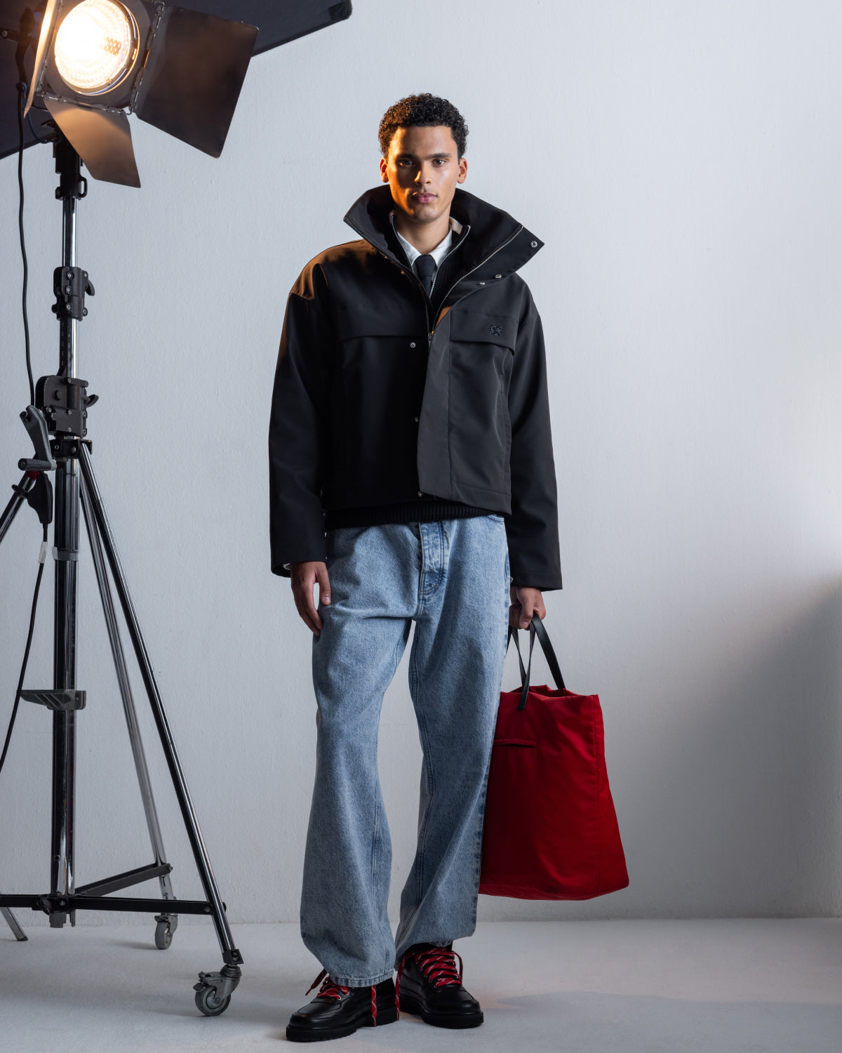 Filling Pieces Light Jacket Cropped Black veste nylon