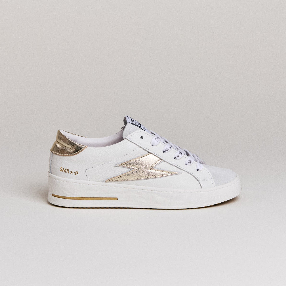 SMR Semerdjian Maya D601 basket cuir blanc or