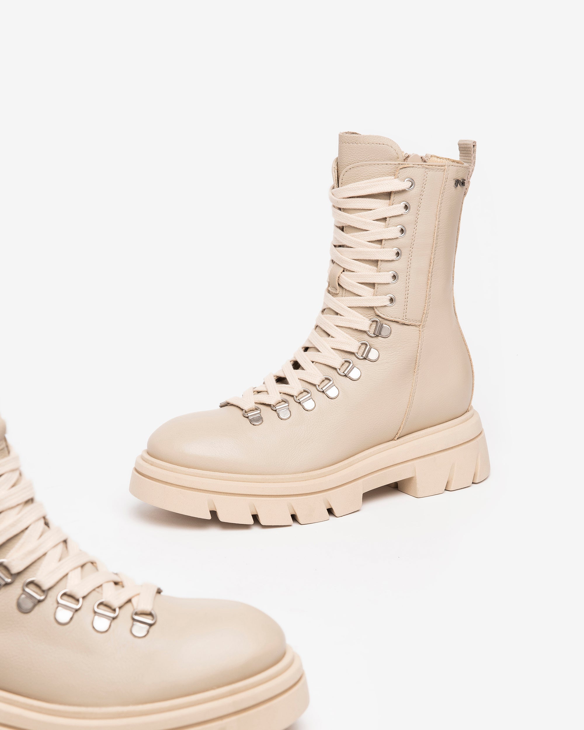 Nerogiardini Bottines Femme Cuir Combat Boots - Hiver