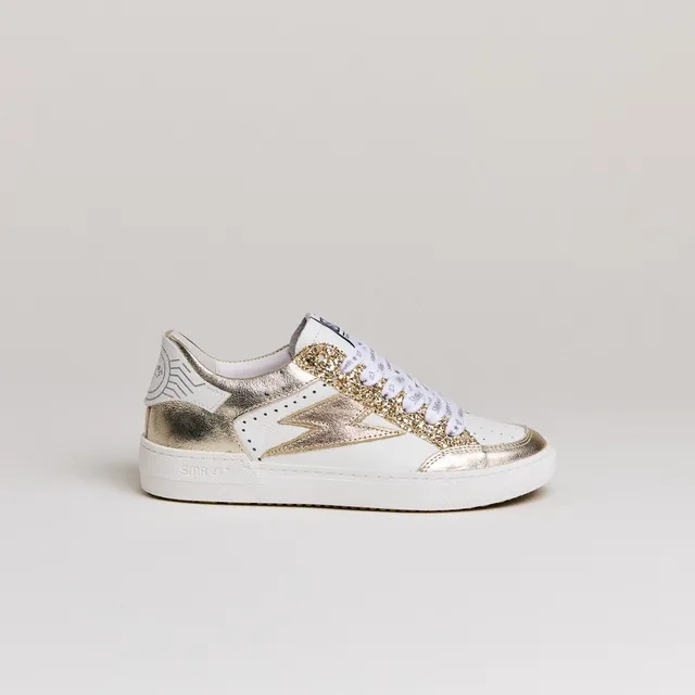 SMR Noubar D439 basket cuir blanc et or