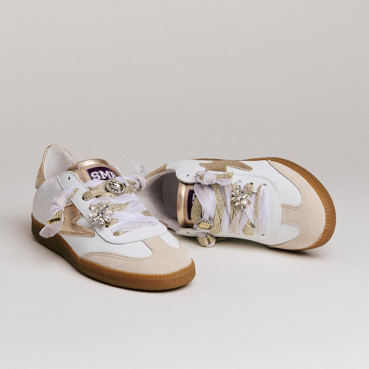 SMR Semerdjian Emily D623 Sneakers Cuir Blanc Or