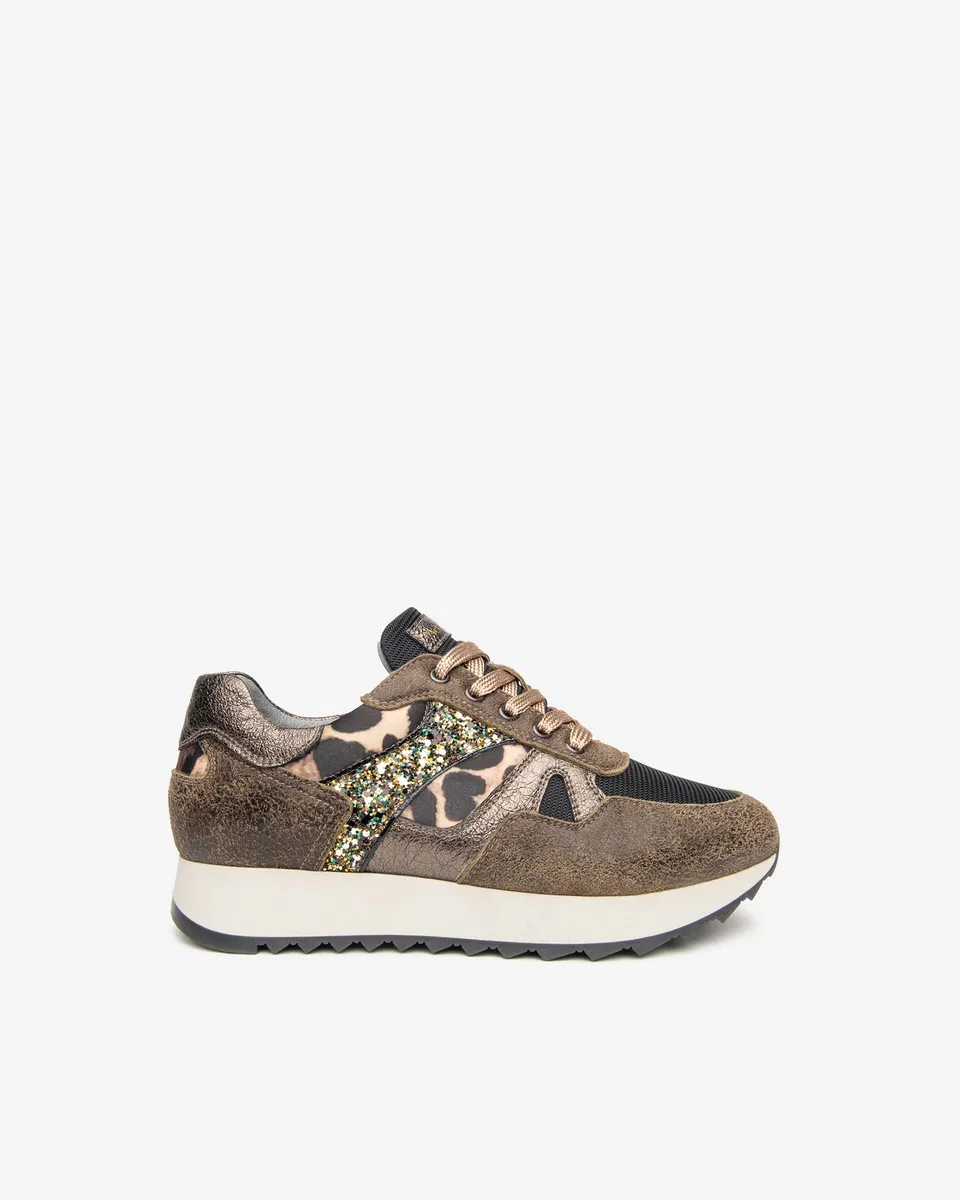 NeroGiardini Sneakers Femme Velours Vernis Animalier