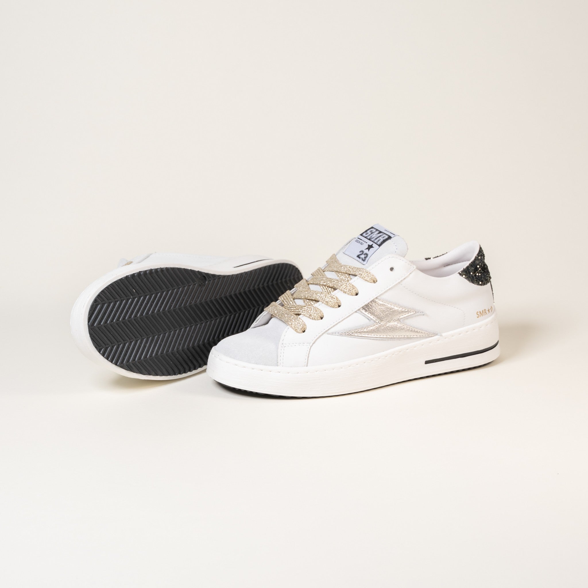SMR Maya E479 Baskets Blanc Champagne Cuir