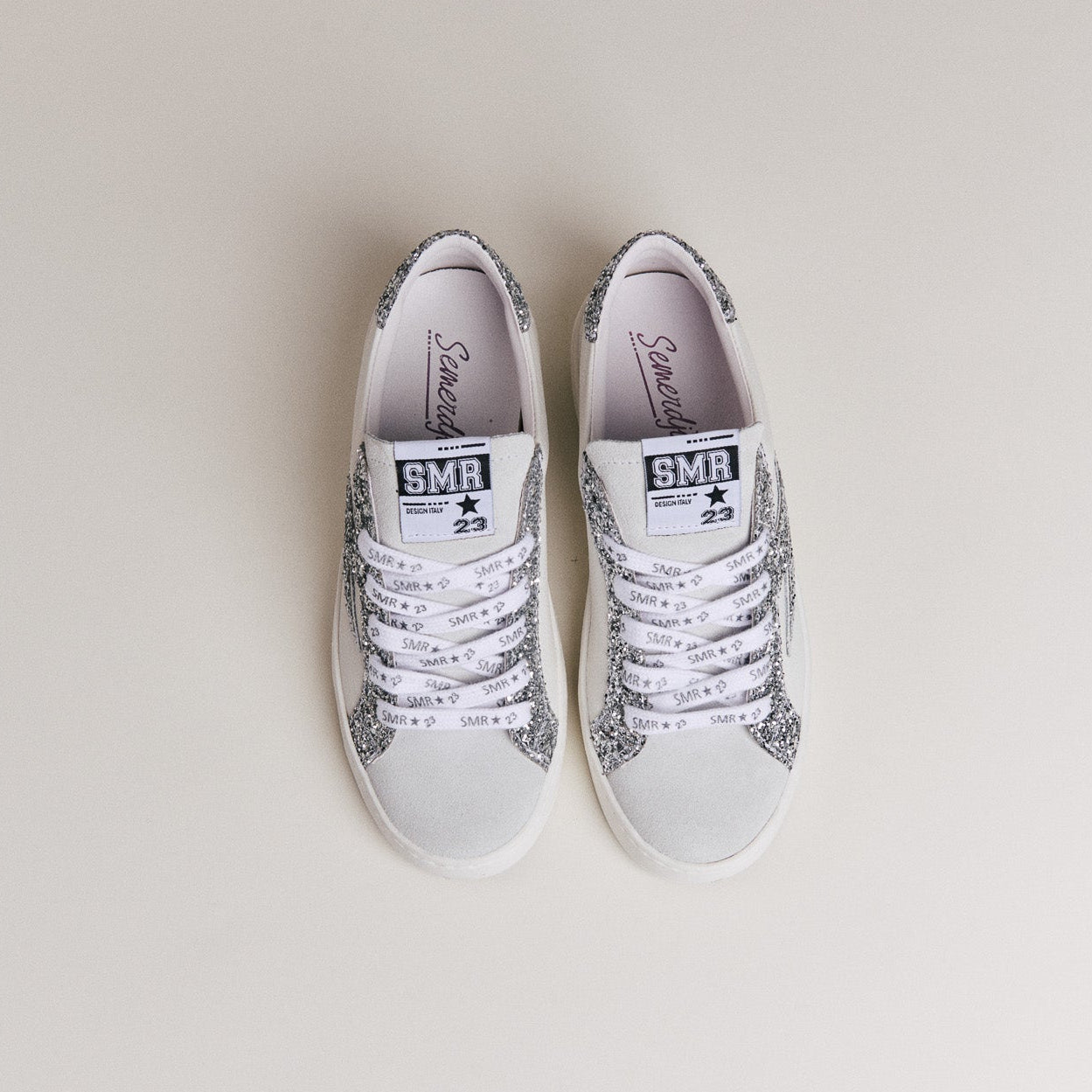 SMR Semerdjian Maya D599 baskets cuir blanc argent