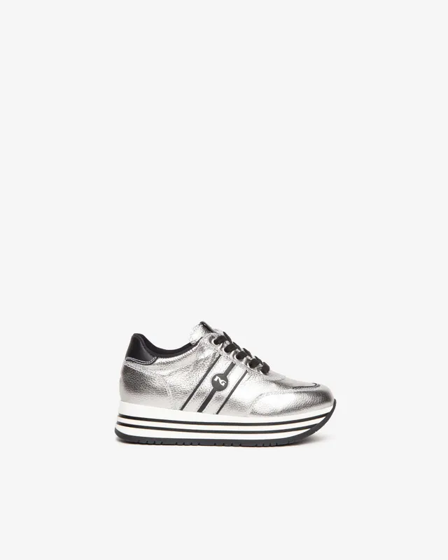 NeroGiardini Sneakers teens fille cuir lamé lacets 31-39