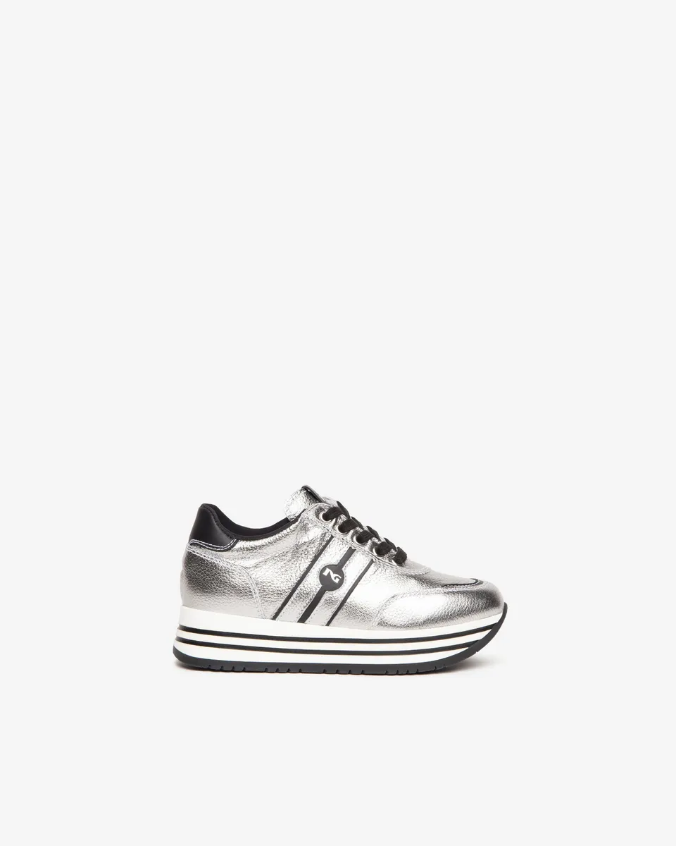 NeroGiardini Sneakers teens fille cuir lamé lacets 31-39