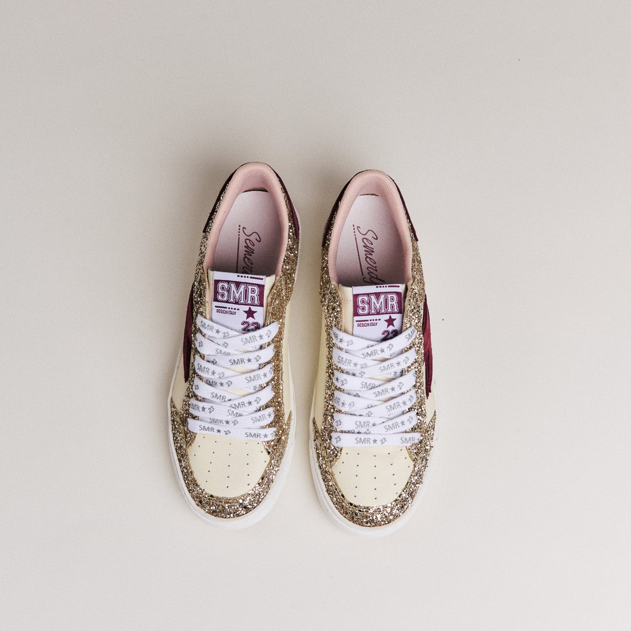 SMR Semerdjian Noubar D604 baskets bordeaux rose cuir