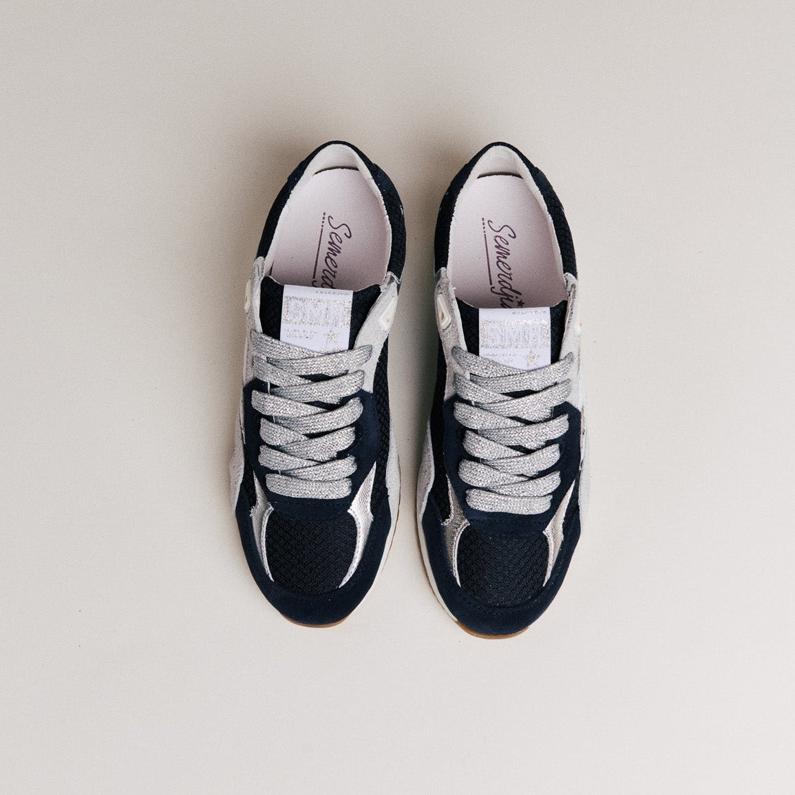 Semerdjian Greta D404 baskets bleu marine argent daim