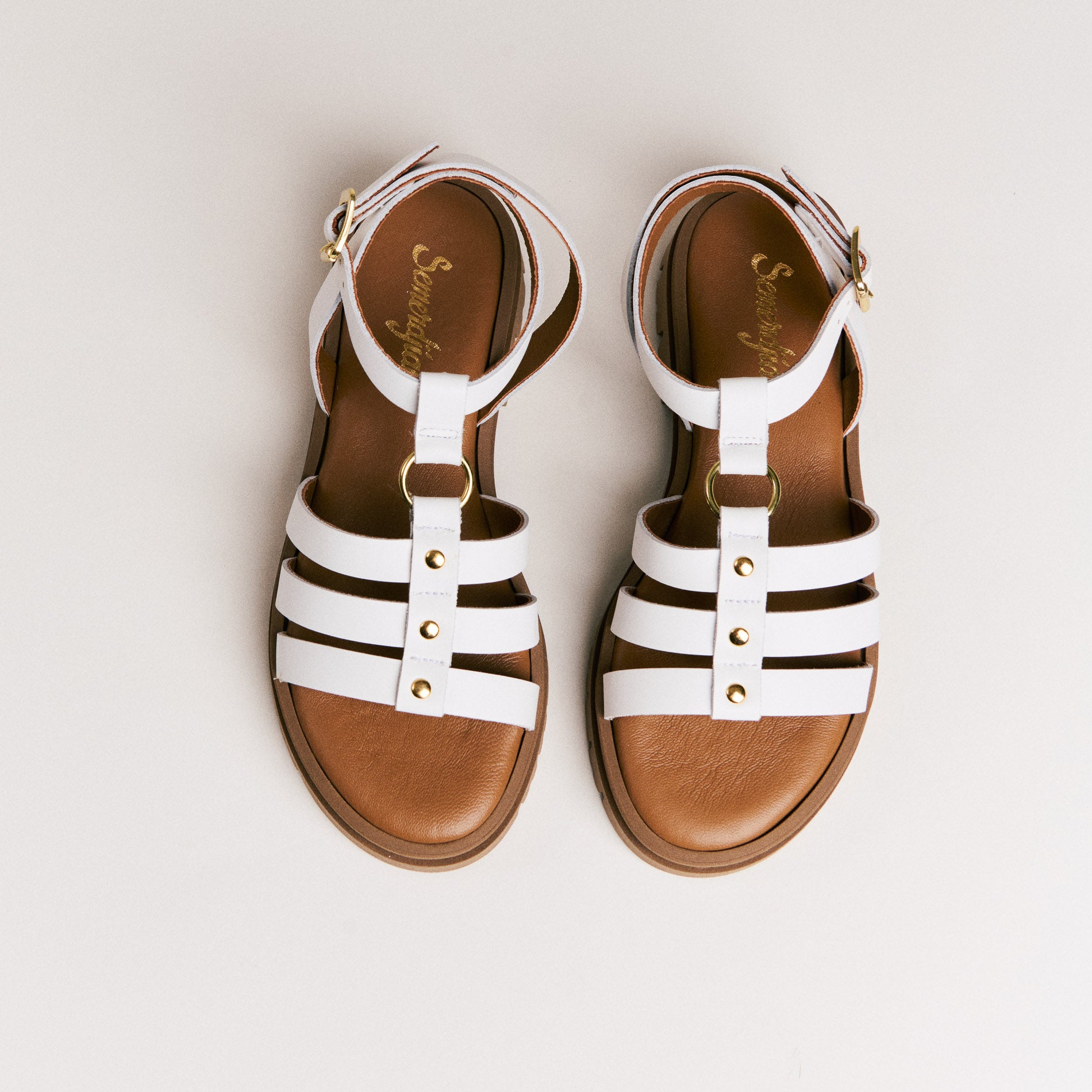 SMR Semerdjian Clara Vitello Sandales Cuir Blanc 4cm