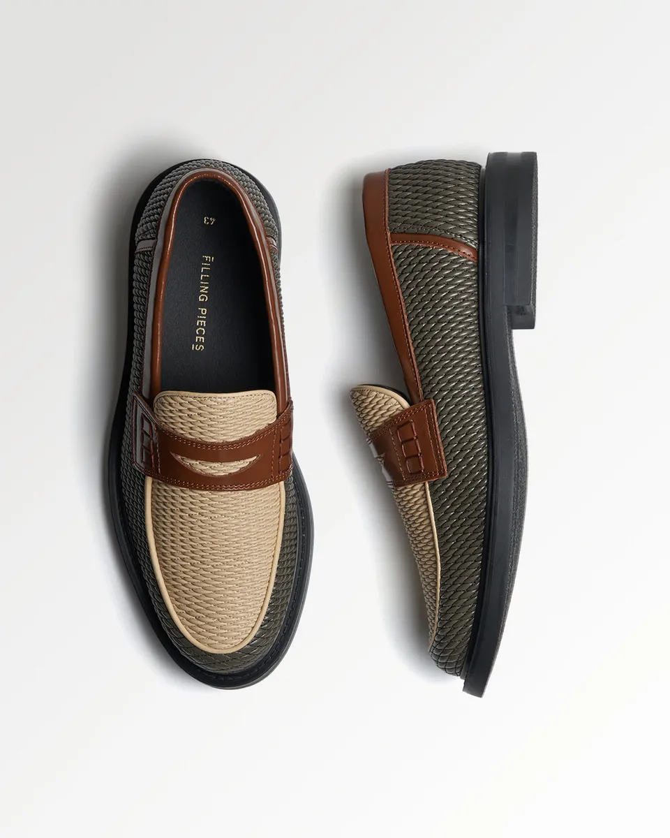 Filling Pieces Reed Loafer mocassins beige / vert vegan
