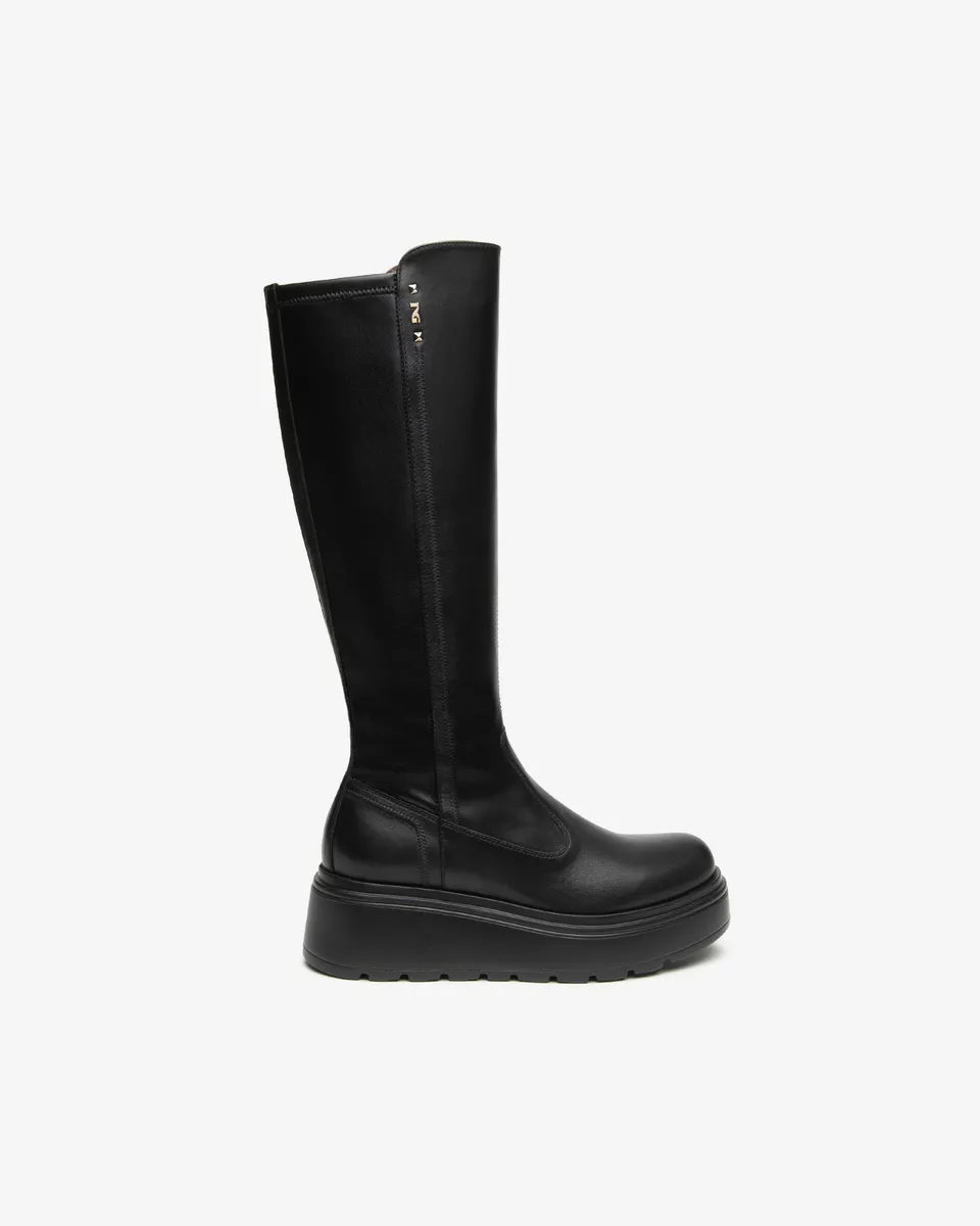 Nerogiardini Bottes cuir femme plateforme zip 55 mm