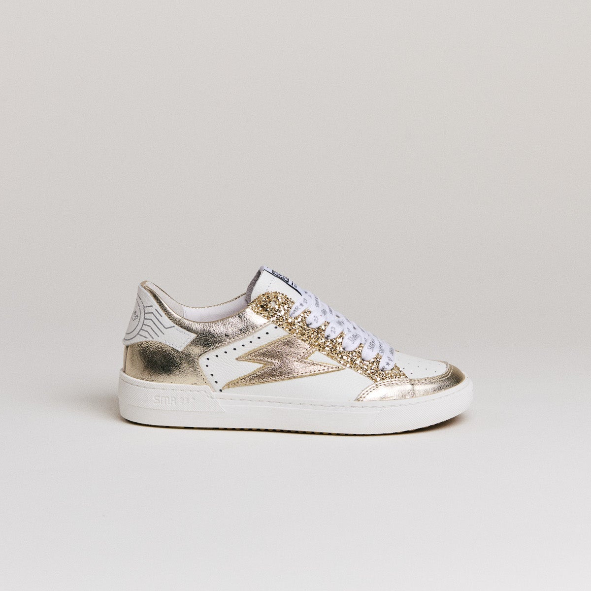 SMR Noubar D439 basket cuir blanc et or
