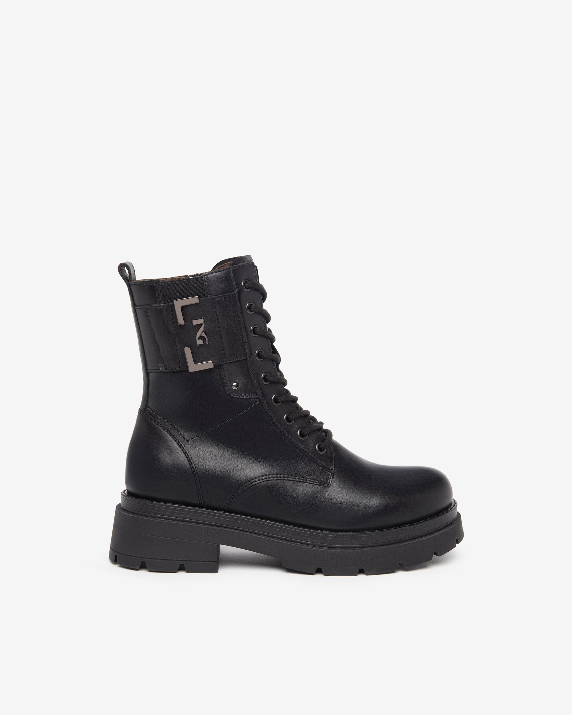 NeroGiardini Bottines Femme Cuir Combat Boots Hiver