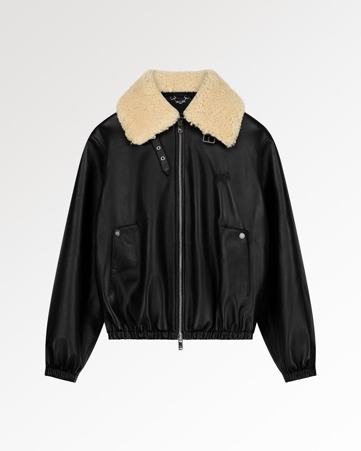 Filling Pieces Biker Jacket Shearling blouson noir shearling