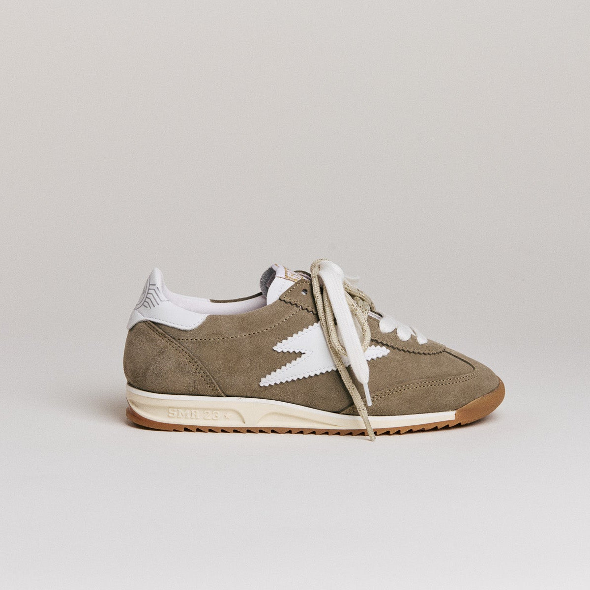 SMR Semerdjian Joyce D618 basket daim kaki blanc