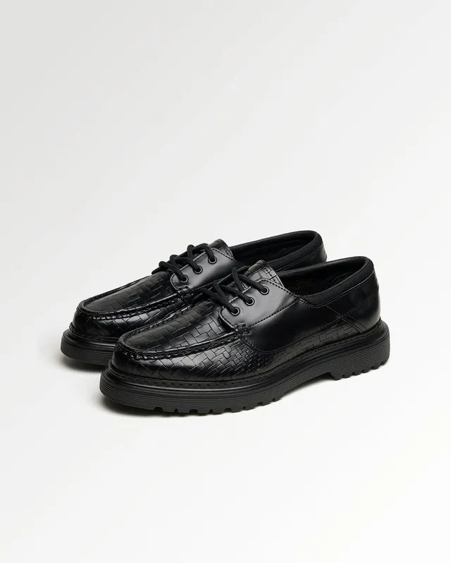 Filling Pieces Sea Tek Woven Twist baskets Black cuir