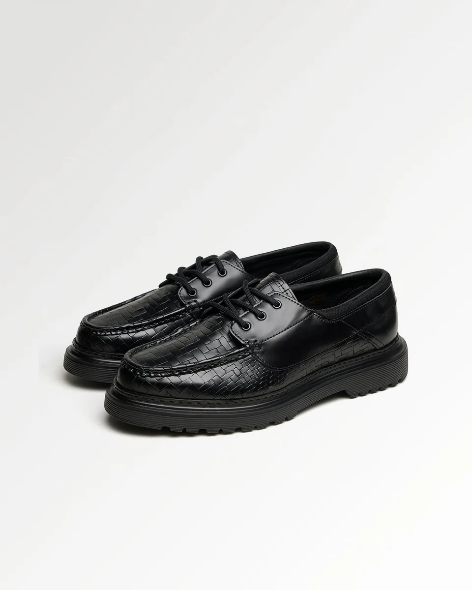 Filling Pieces Sea Tek Woven Twist baskets Black cuir