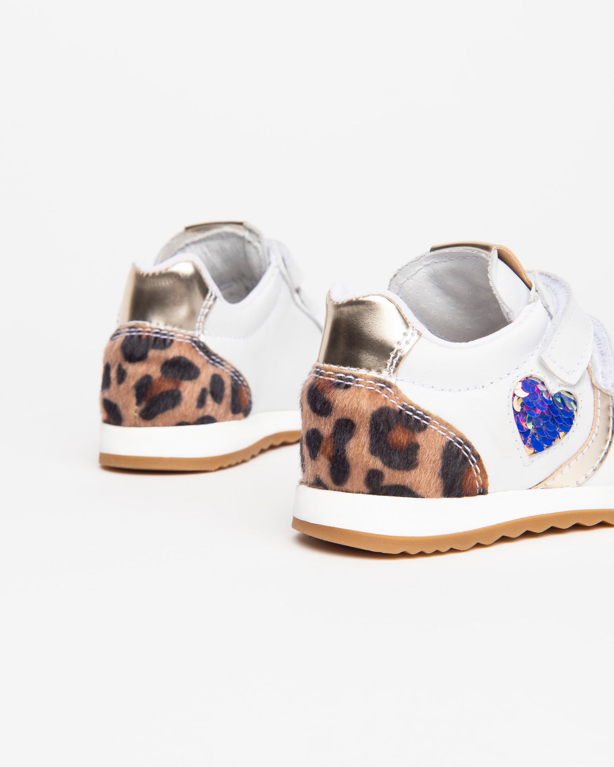 NeroGiardini Sneakers Baby cuir lamé fille cœur sequins