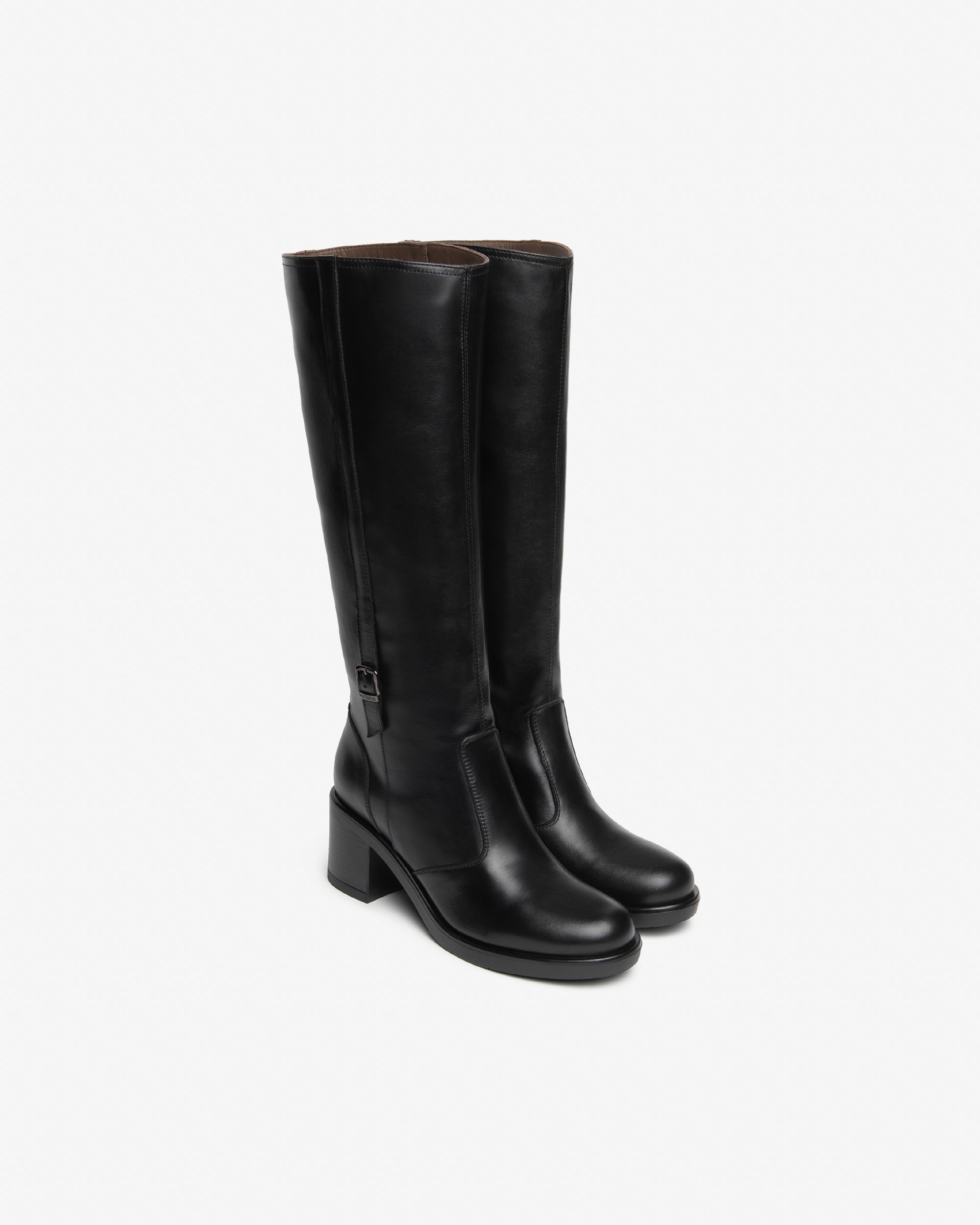 NeroGiardini Bottes cuir femme hautes talon 65 mm boucle
