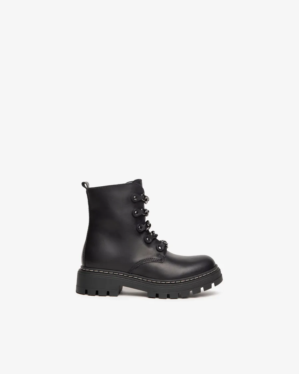 NeroGiardini Bottines Teens Fille Cuir Zip Chaînes