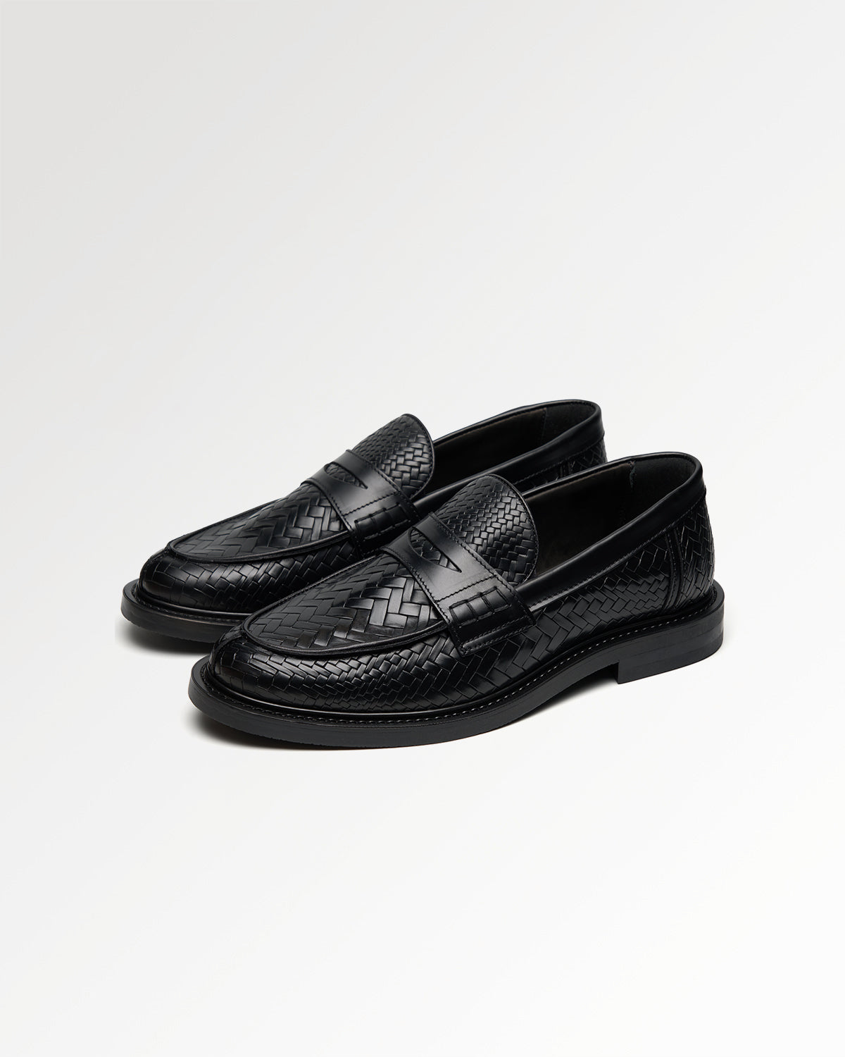 Filling Pieces Woven Twist mocassin cuir noir tressé