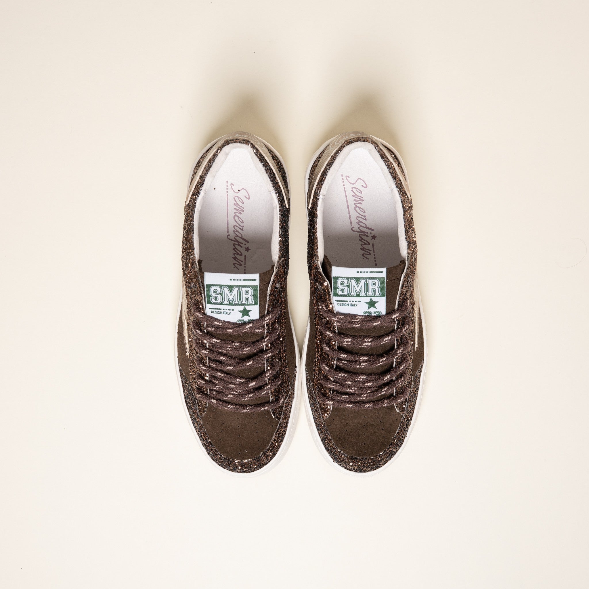 SMR Noubar E475 baskets marron or glitter cuir