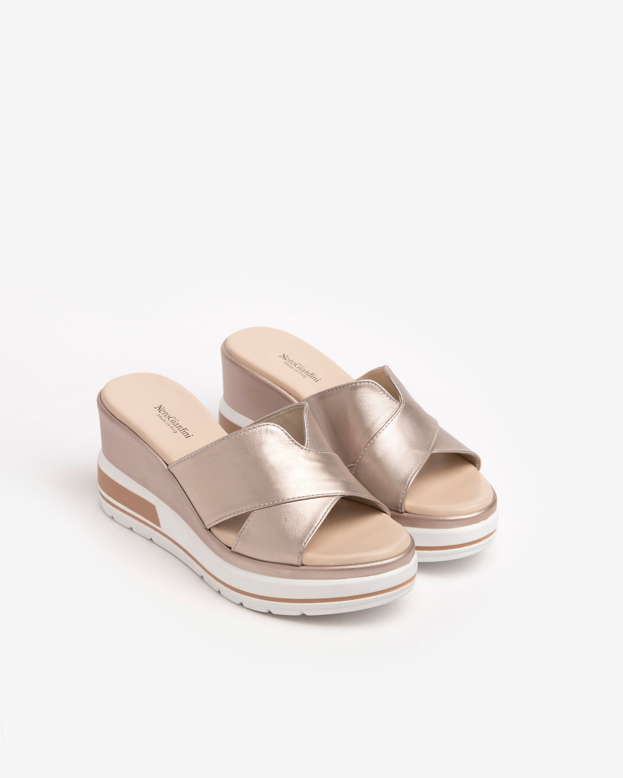 NeroGiardini Mules mules cuir lamé femme 7,5 cm