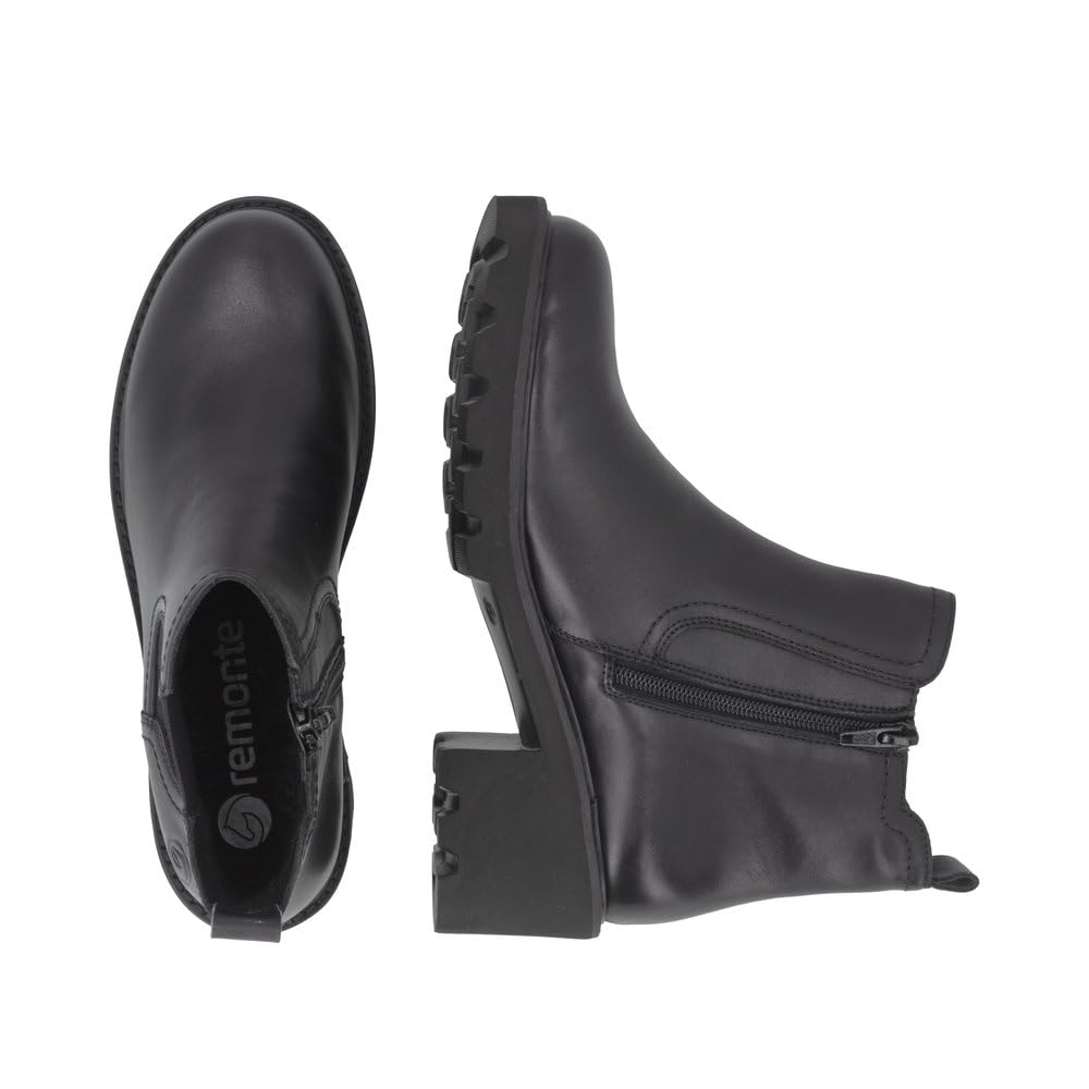 Remonte Chelsea bottines noir 39 EU cuir lisse talon bloc