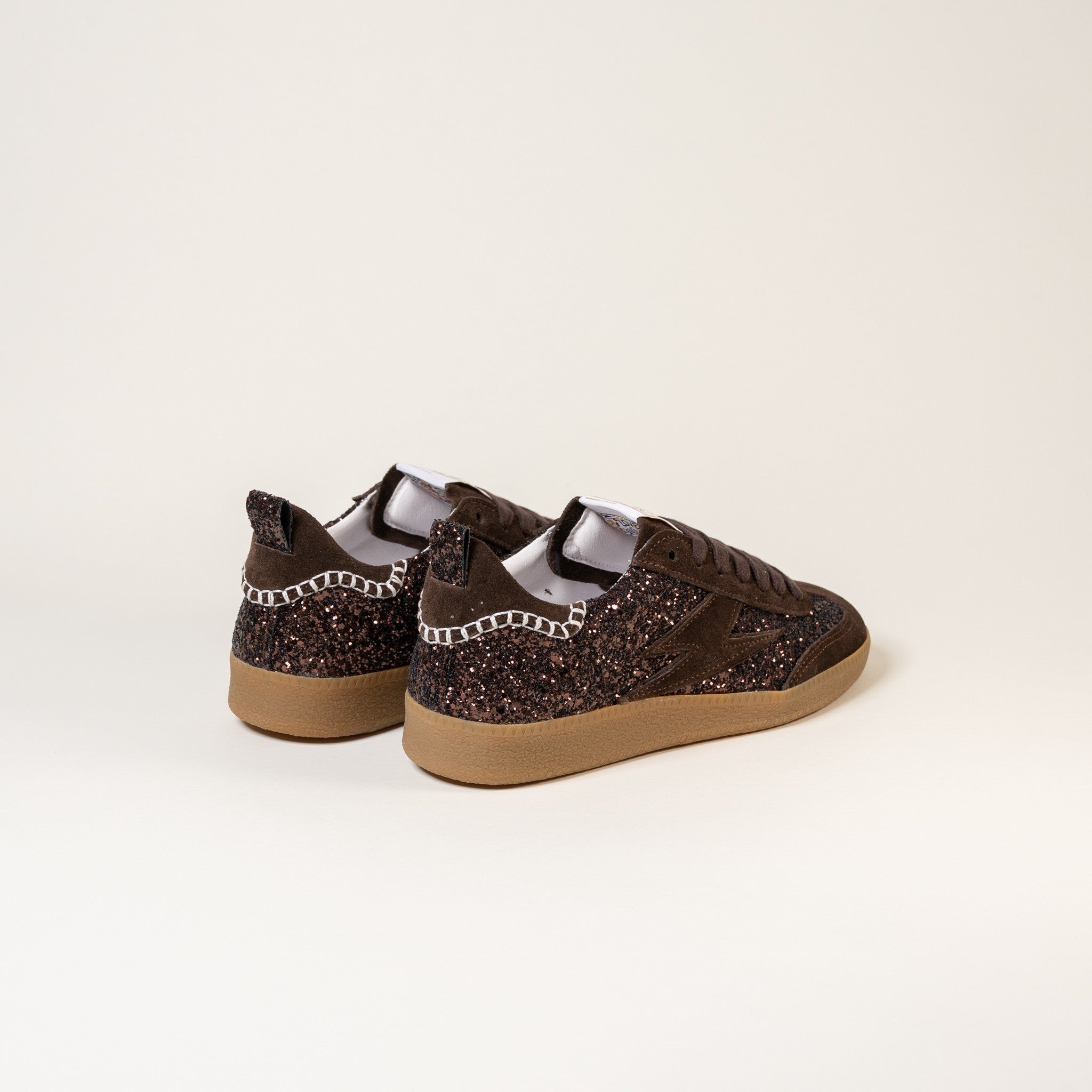 Semerdjian Kayla E112 baskets cuir glitter marron