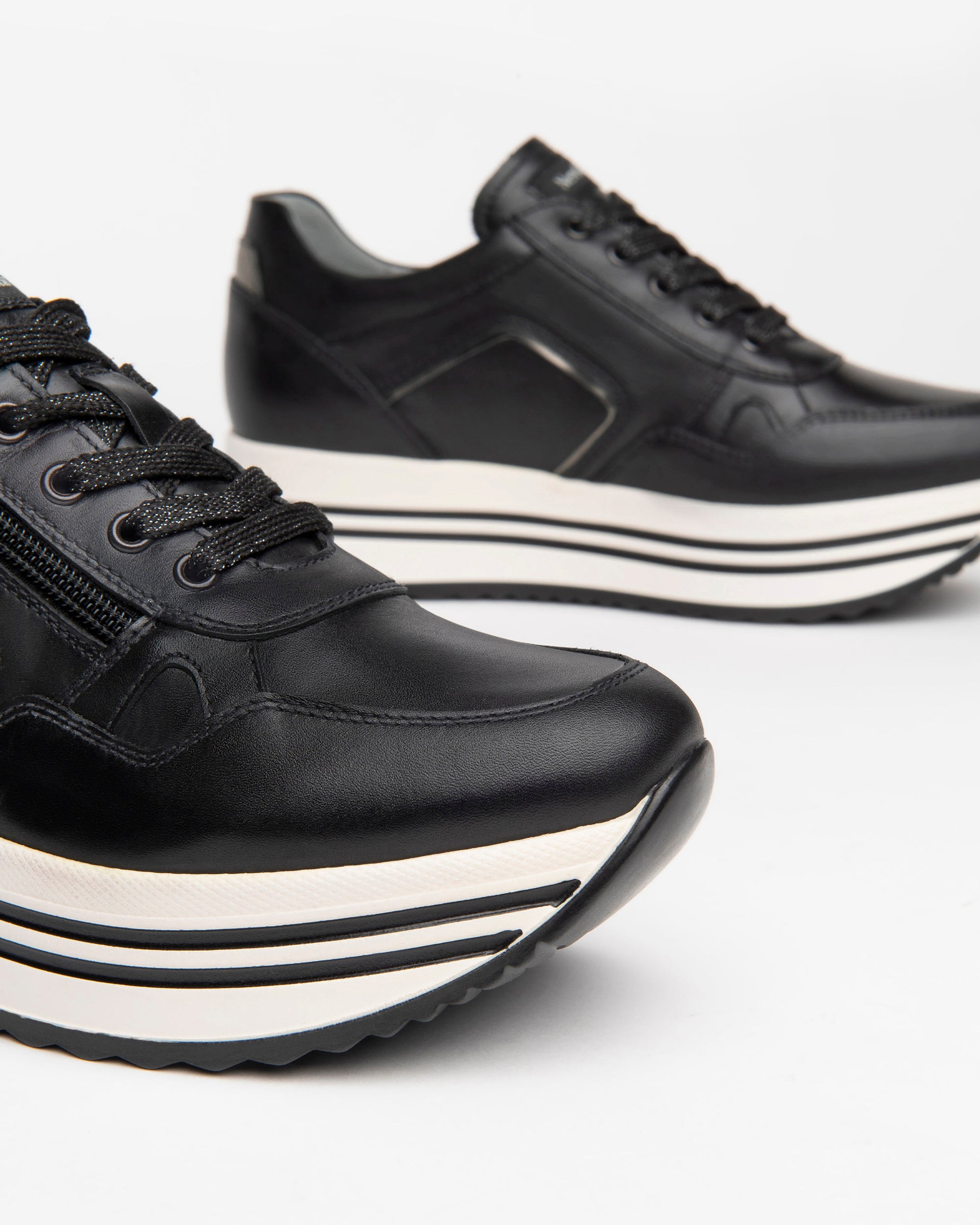 NeroGiardini Sneakers Femme Cuir Lamé Plateforme 4,5 cm
