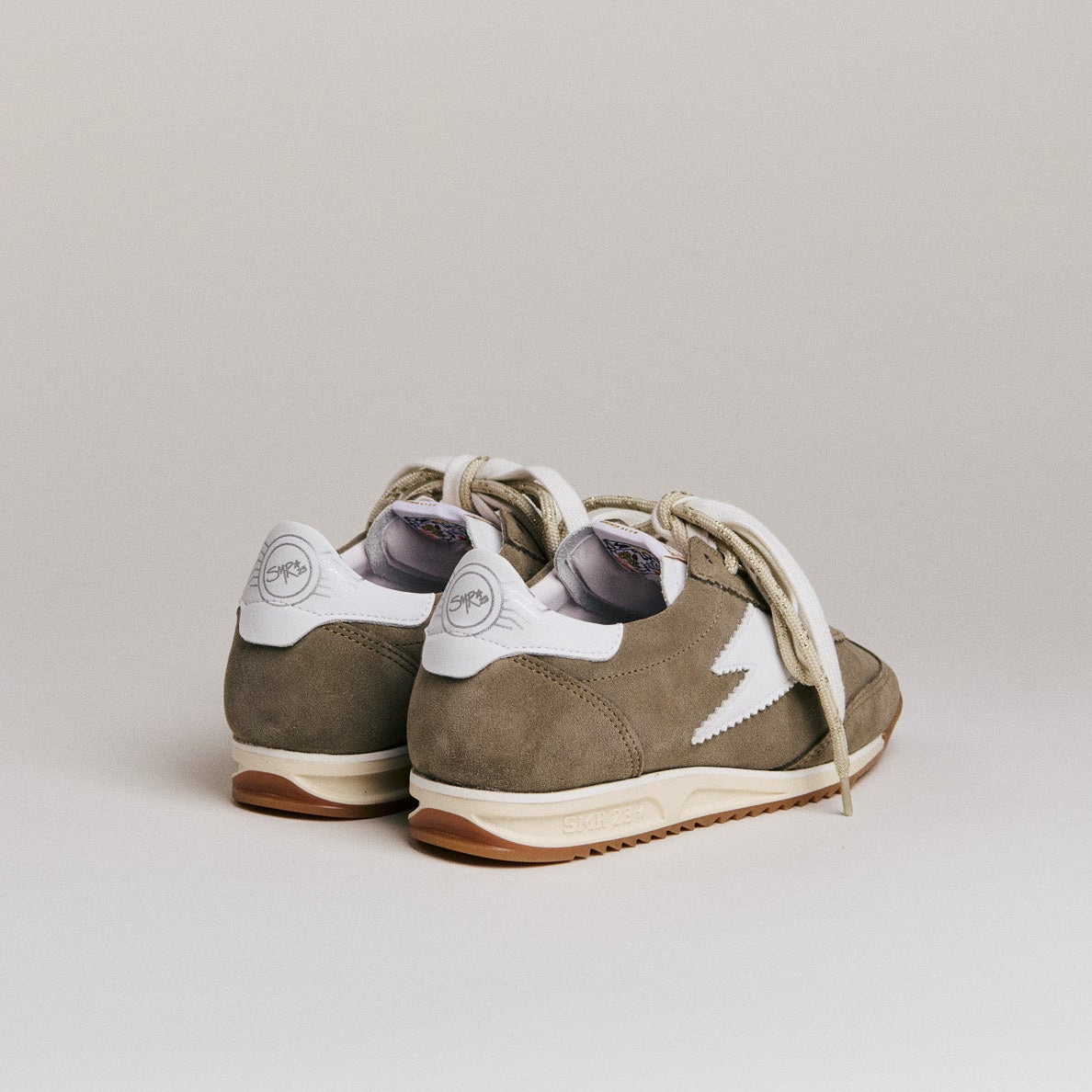 SMR Semerdjian Joyce D618 basket daim kaki blanc